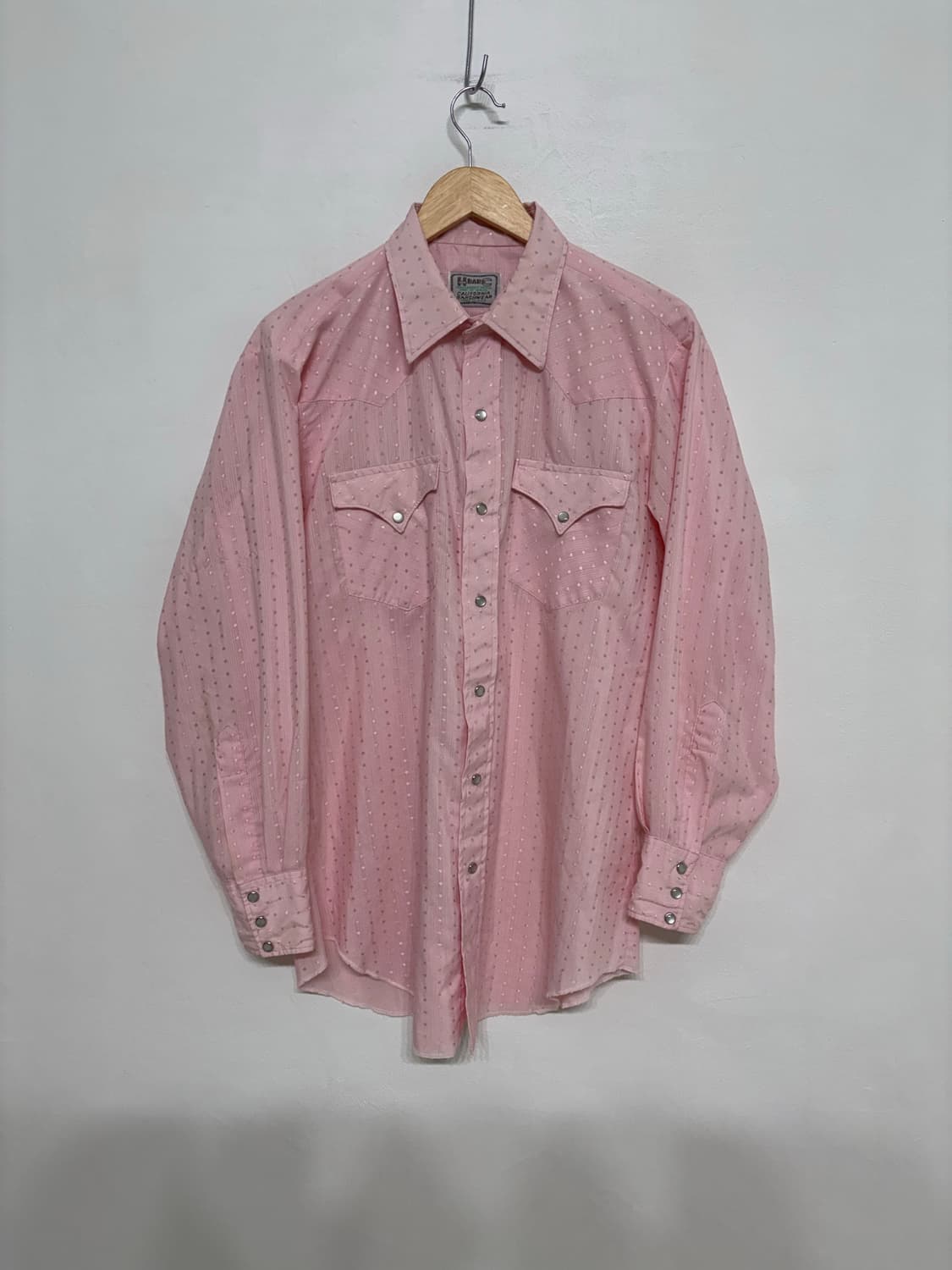 70's vtg H bar C dot pink Western Shirt. 상품이미지1