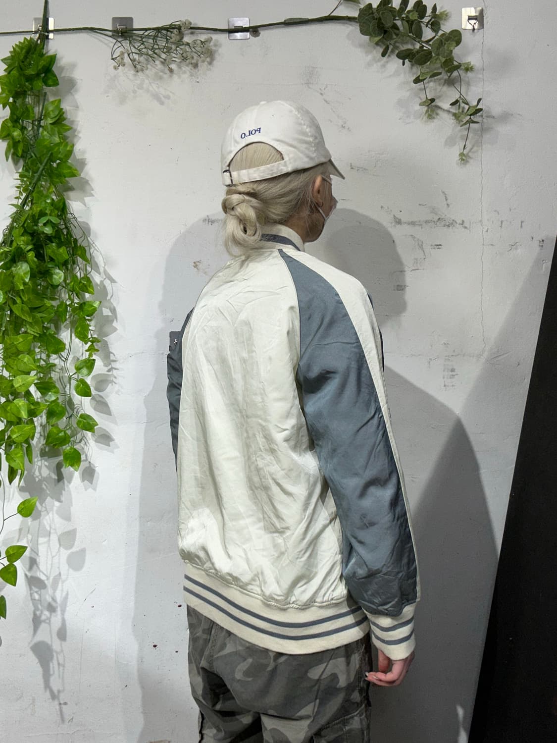 일본 빈티지 그레이 아이보리 배색 스카잔 바람막이 자켓 상품이미지3