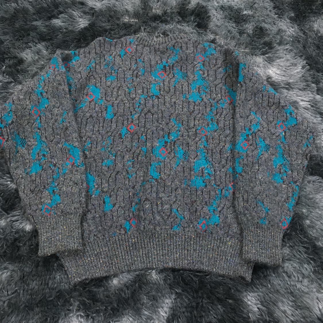 투티/0334 SETBALL JPN 일본 빈티지 그레이 패턴 울니트 상품이미지3