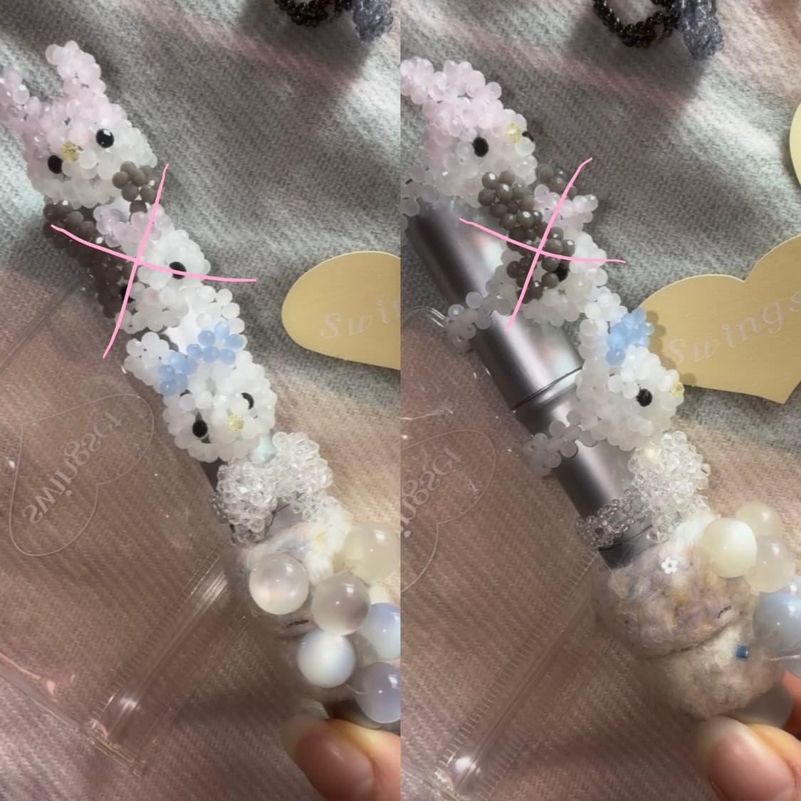 스윙셋 비즈반지 큐빅토끼링 갸루베이비메탈클럽엔젤넘버555포어링코이세이오 상품이미지6