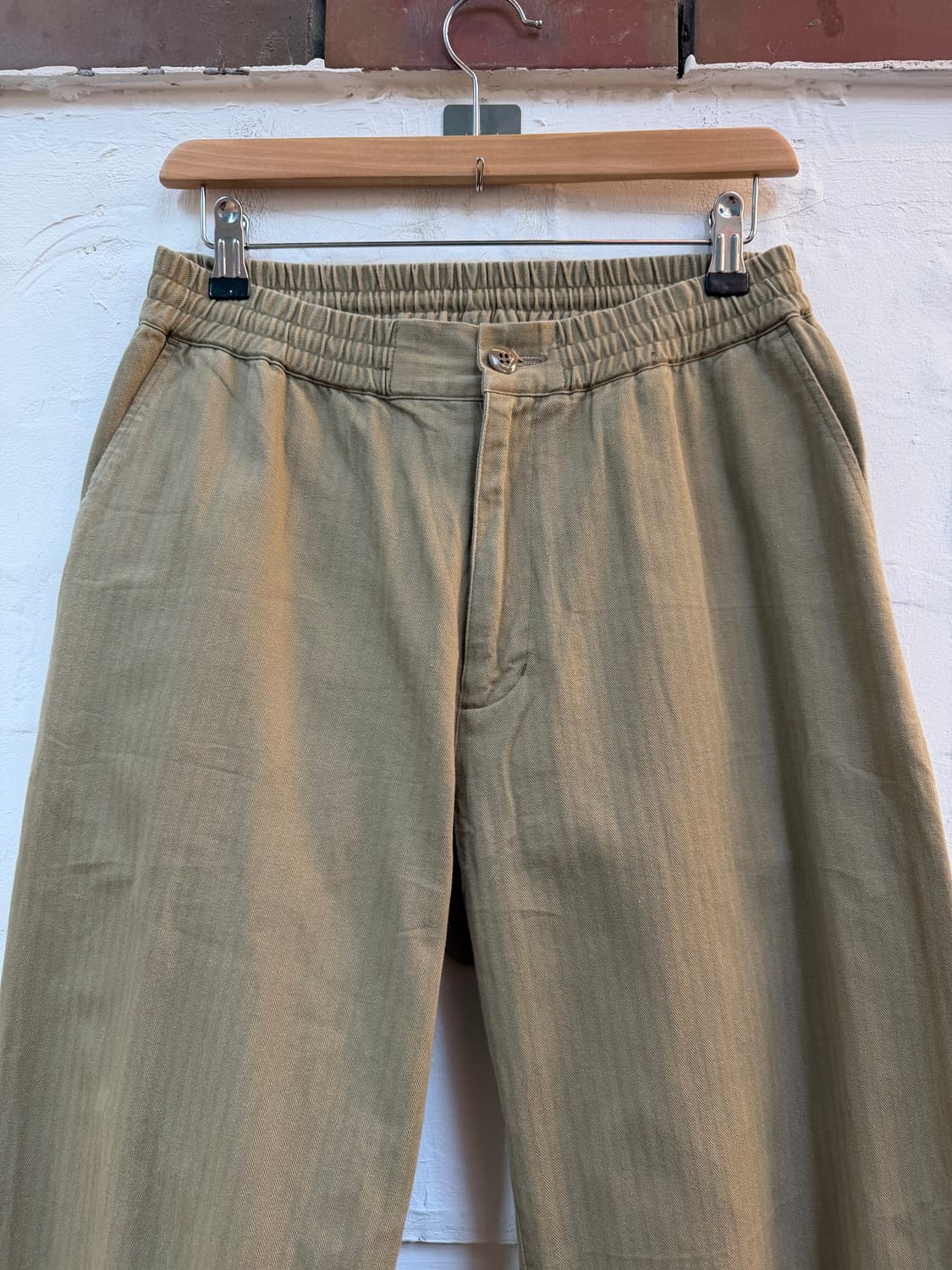 Have a good day 베이지 스트라이프 코튼 밴딩 팬츠 1 상품이미지2