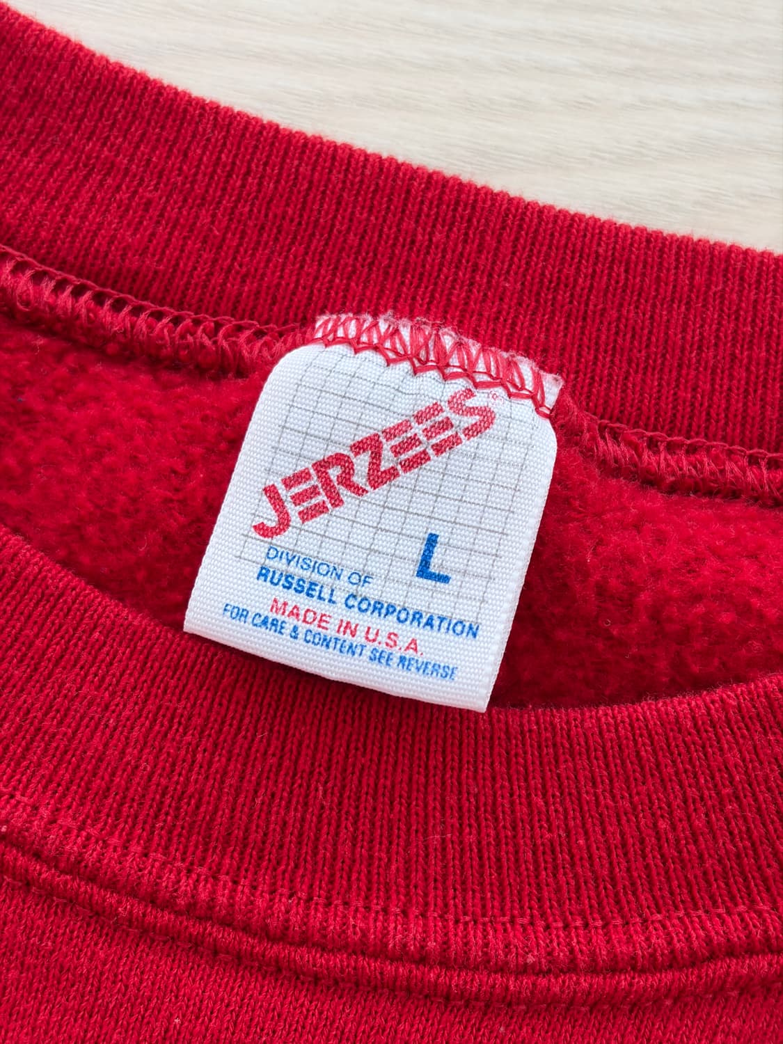 90s Jerzess 져지스 50 50 스웻 플레인 레드 (미제) 상품이미지4