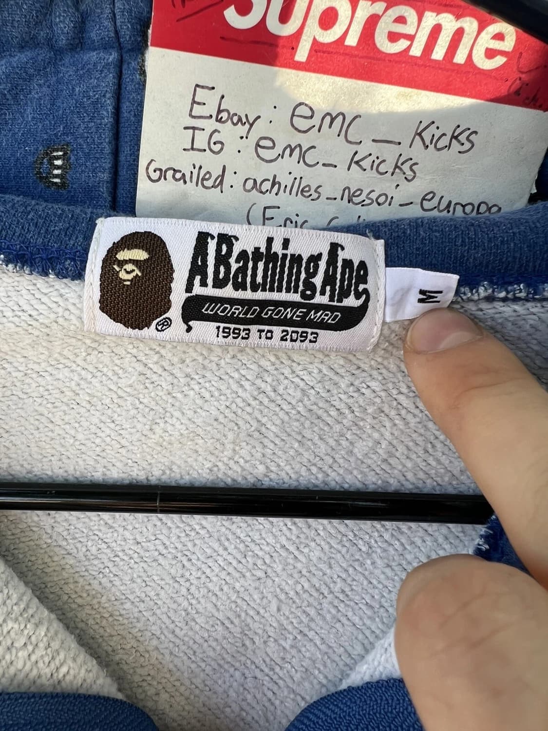 베이프 베이비 마일로 풋볼 모노그램 풀 후드집업 네이비 상품이미지3