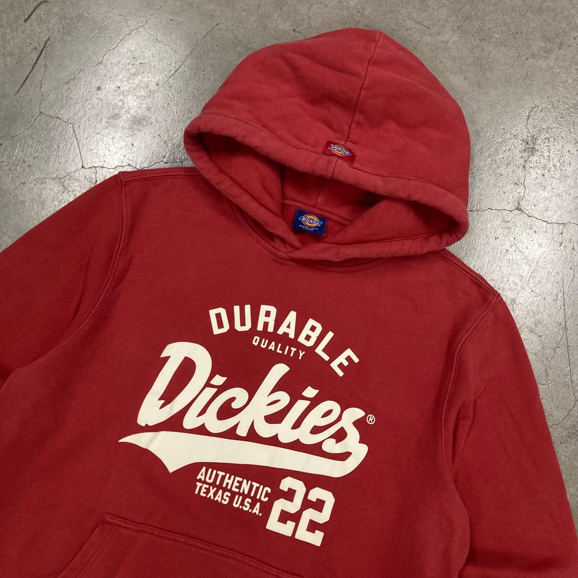 디키즈 레드 컬러 y2k 빅로고 후드티 상품이미지2