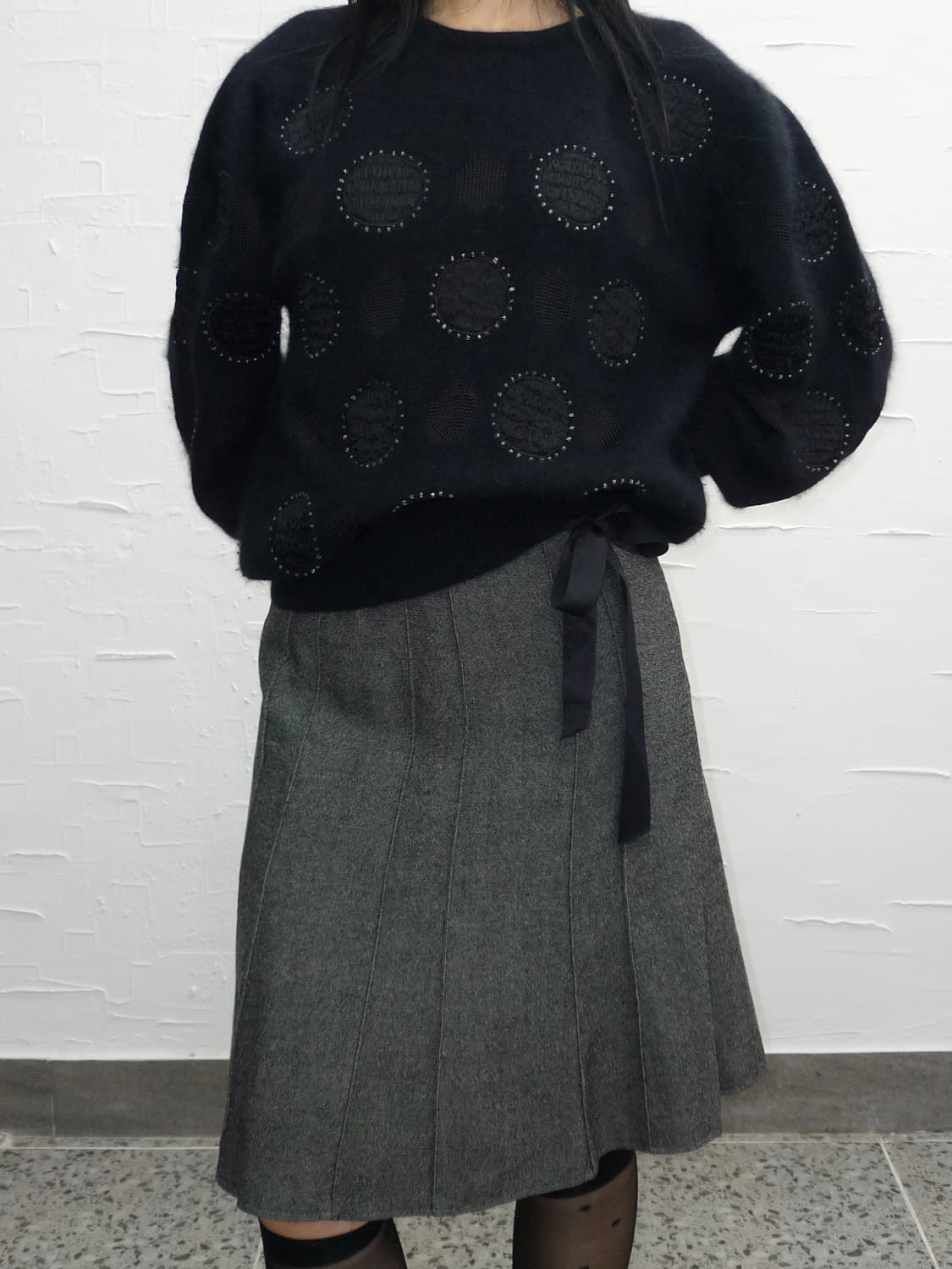 dot black point knit 상품이미지3