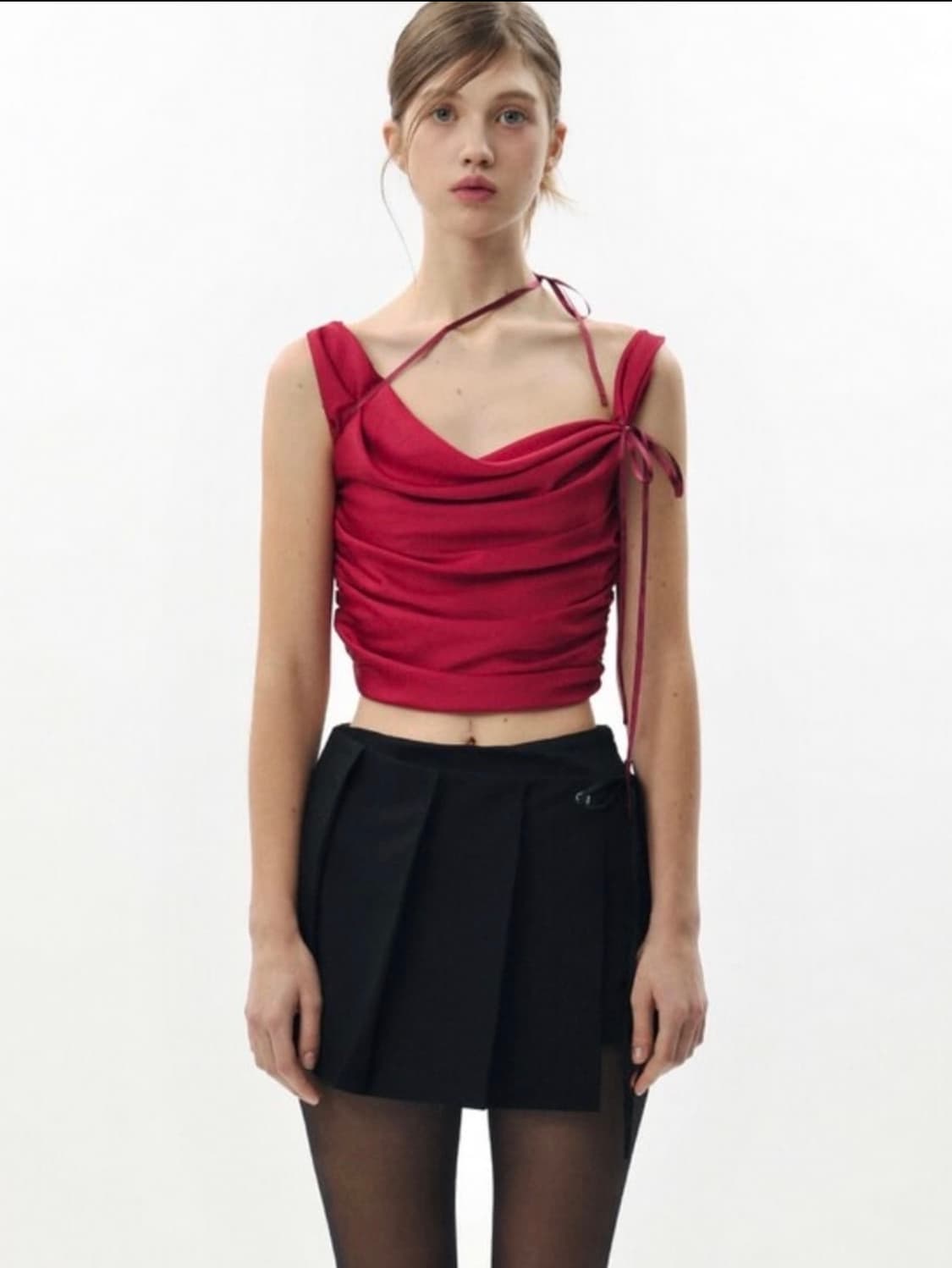 페인오아플레져 레드 세틴 탑 상품이미지3