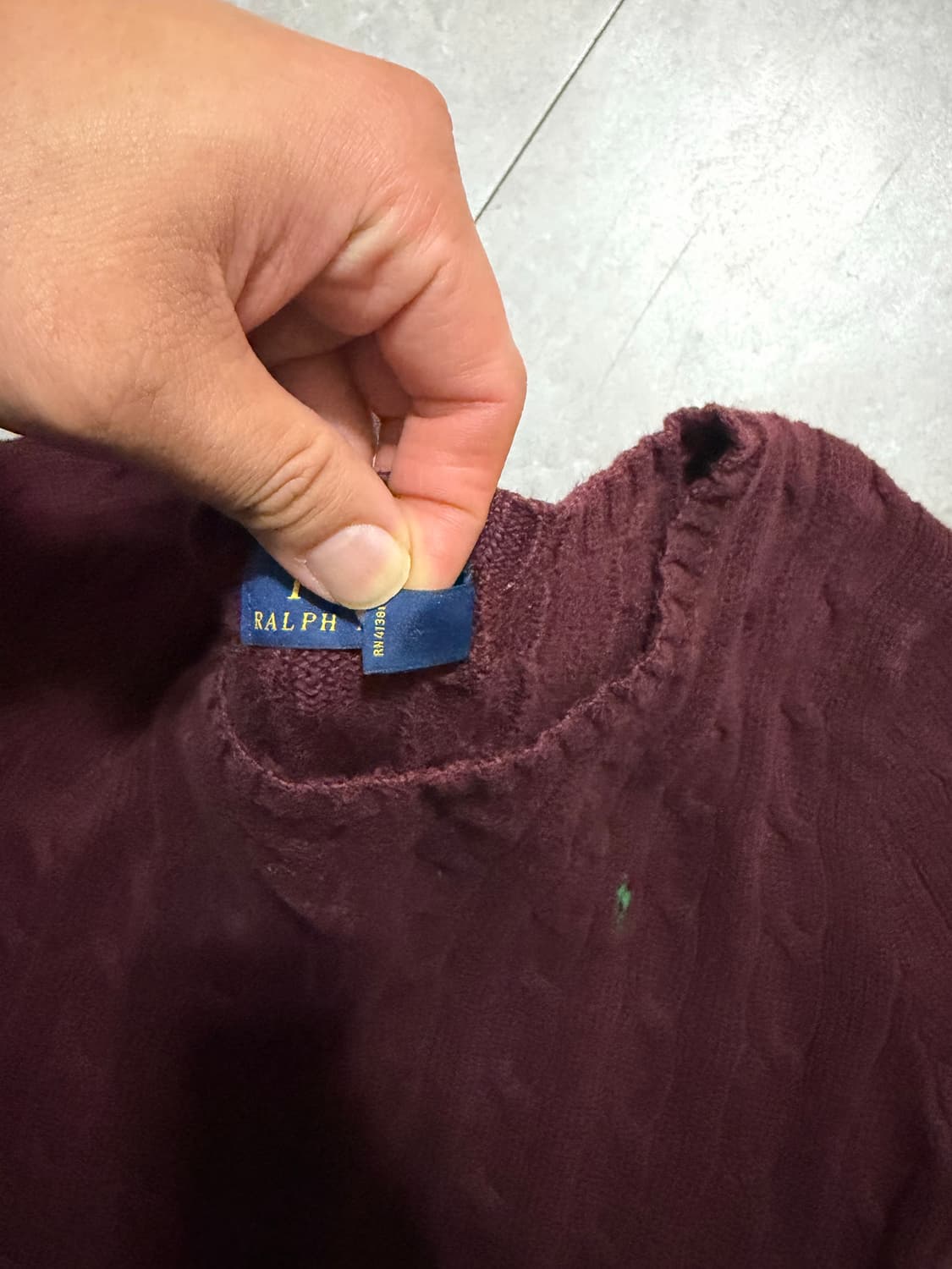 랄프로렌 폴로 버건디 케이블 빈티지 코튼 니트  100size   상품이미지6