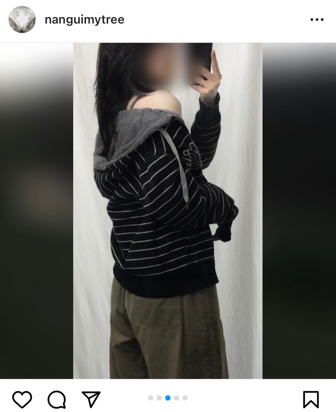 빈티지 스트라이프 누빔 후드집업 아우터  상품이미지2