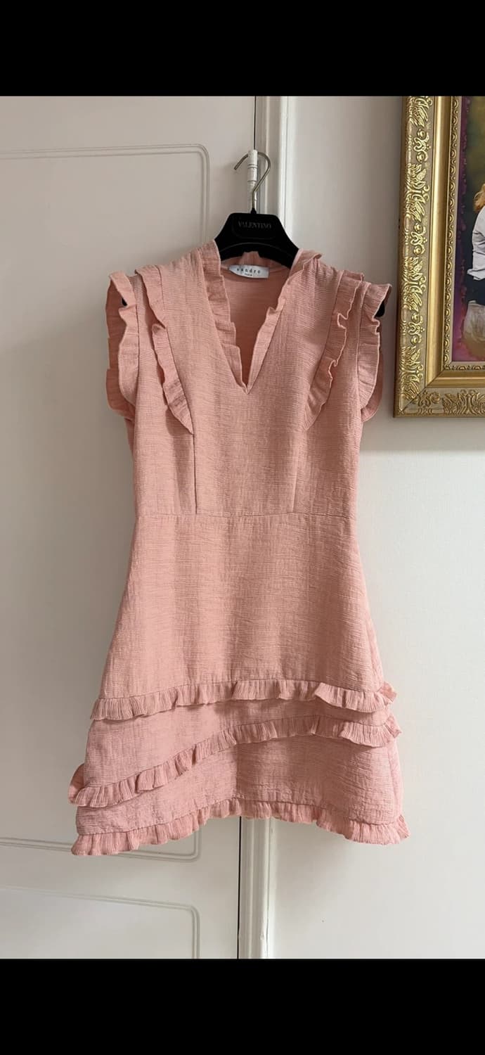 Sandro 핑크 프릴 원피스 44,55 정품 상품이미지1