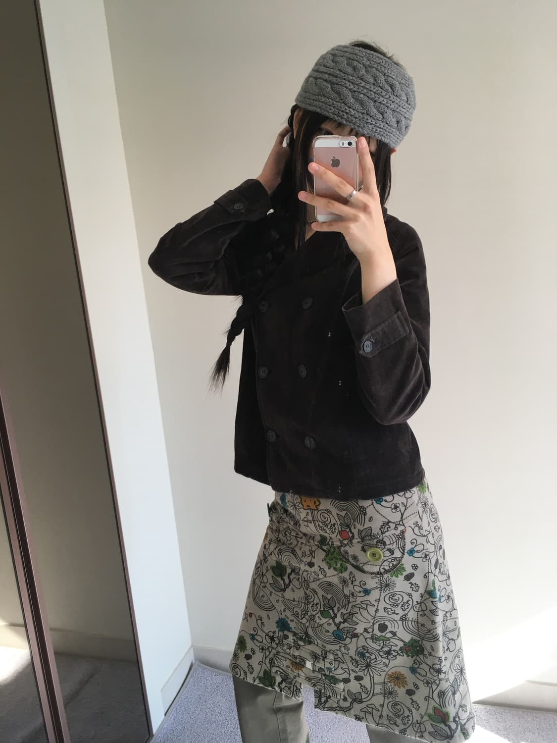 vintage acorn double pattern skirt beige 상품이미지4