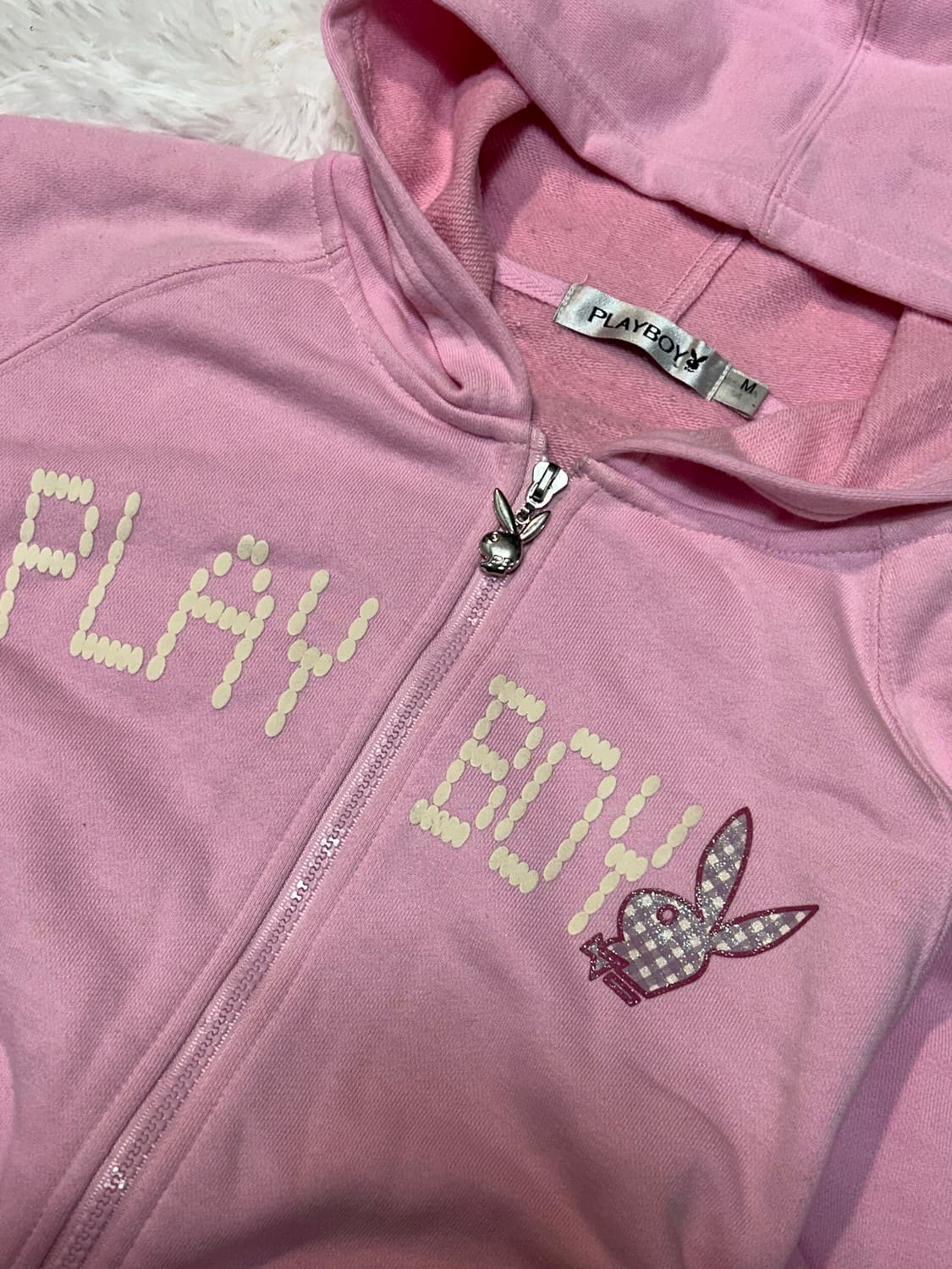 Playboy rabbit zipper pink hood zip-up 상품이미지2