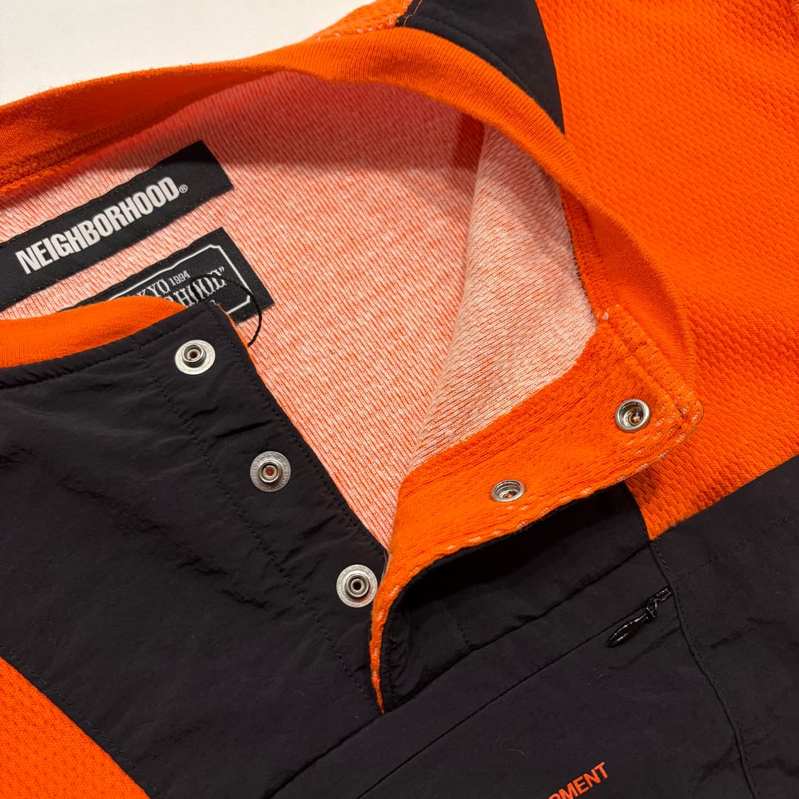 [XL] 네이버후드 오렌지 와플 반버튼 나일론 맨투맨 티셔츠 B705 상품이미지5