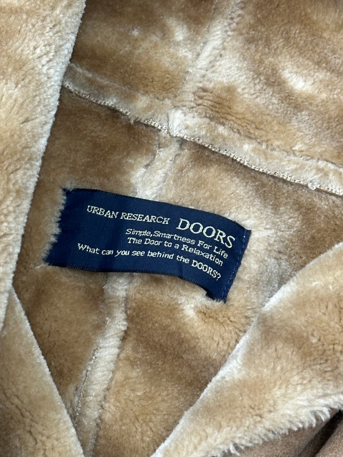 DOORS 베이지 미디 후드 코트 무스탕  그런지 오리엔탈 사와코 하구미 상품이미지4