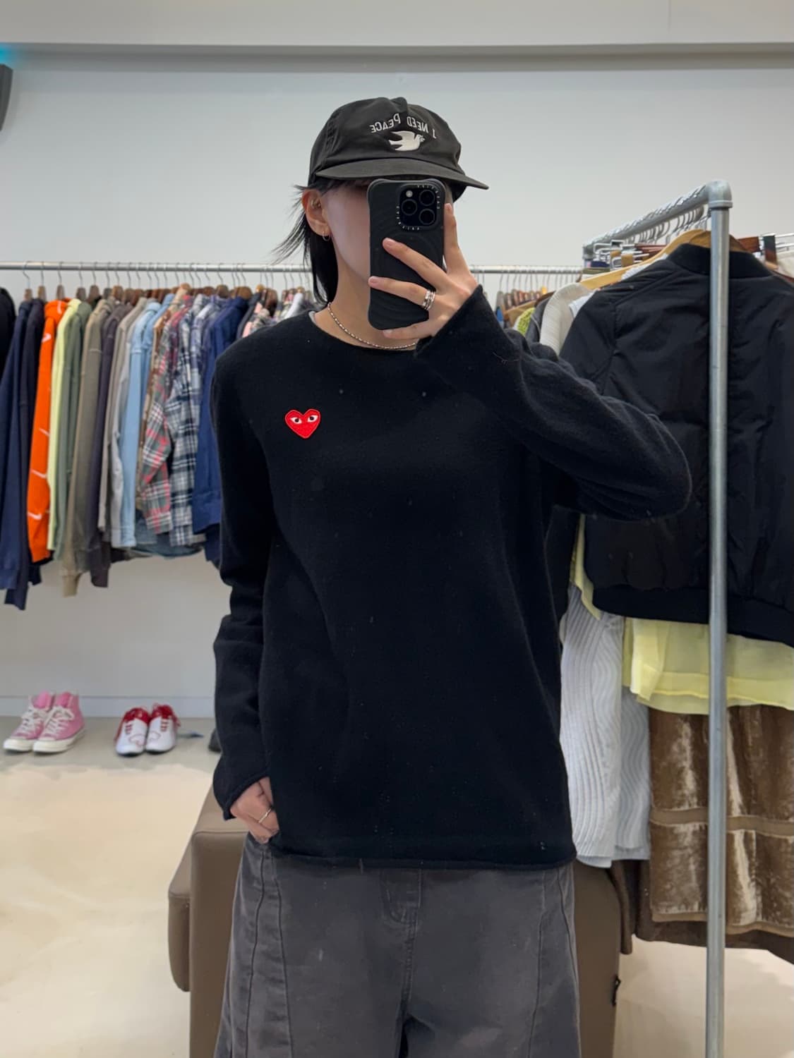 꼼데가르송 레드 하트 와펜 울 니트 상품이미지6