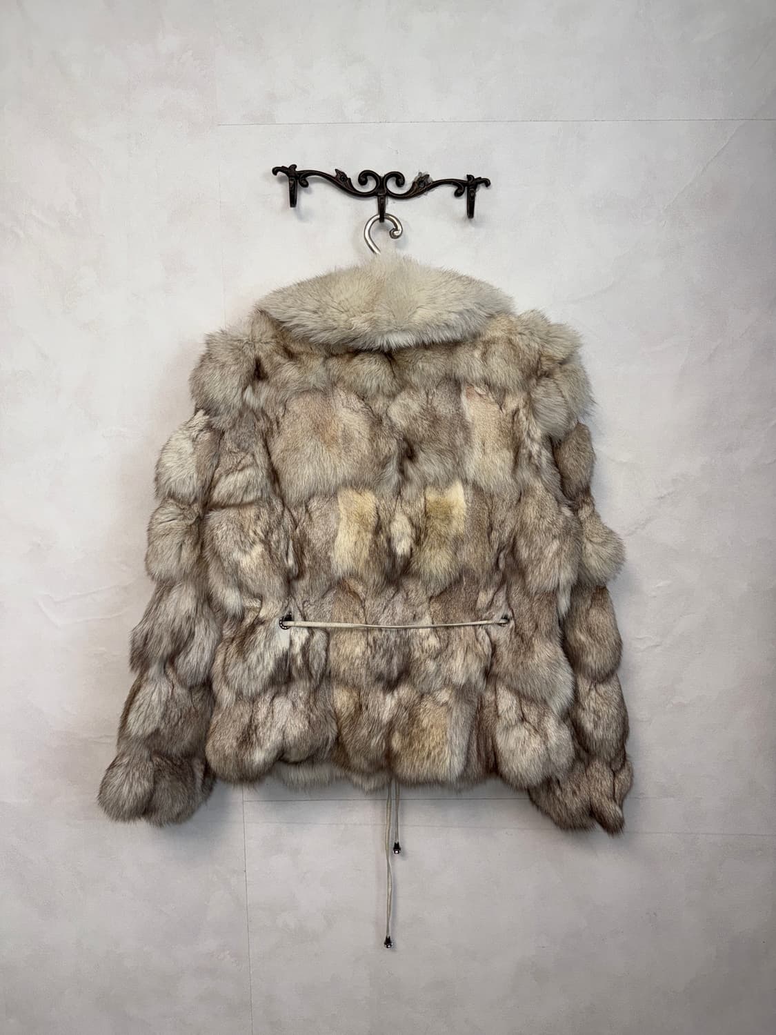 Mixed ivory brown fox fur strap jacket  상품이미지3