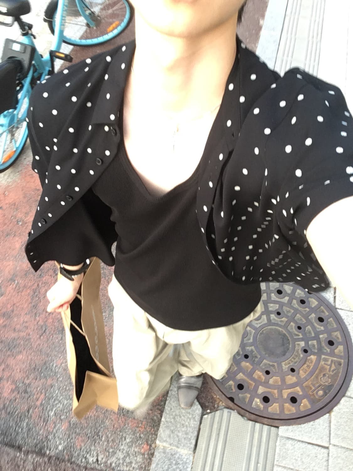 유니클로 도트 하프 셔츠 상품이미지1