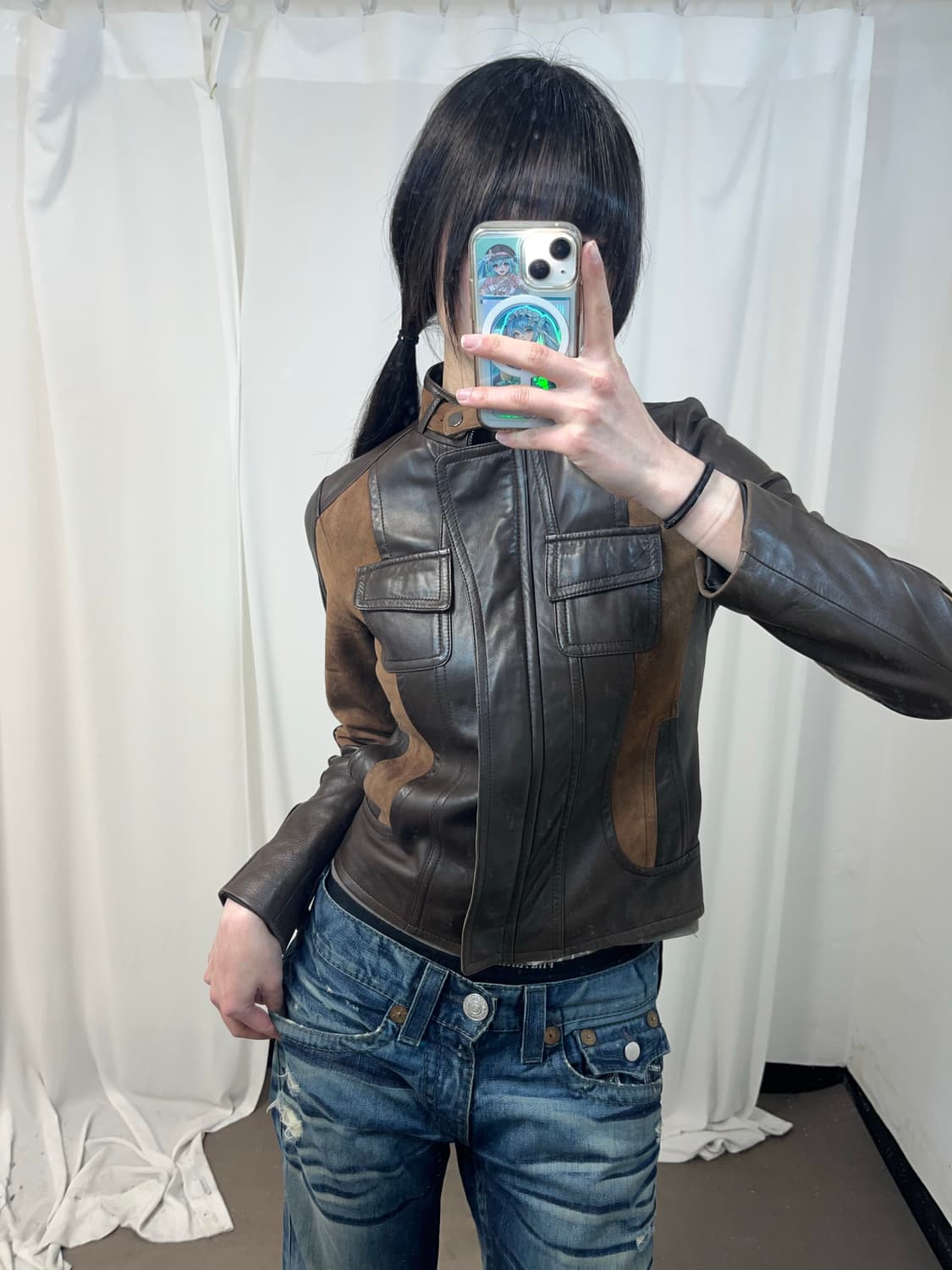 Y2K 브라운 레더 자켓 상품이미지6