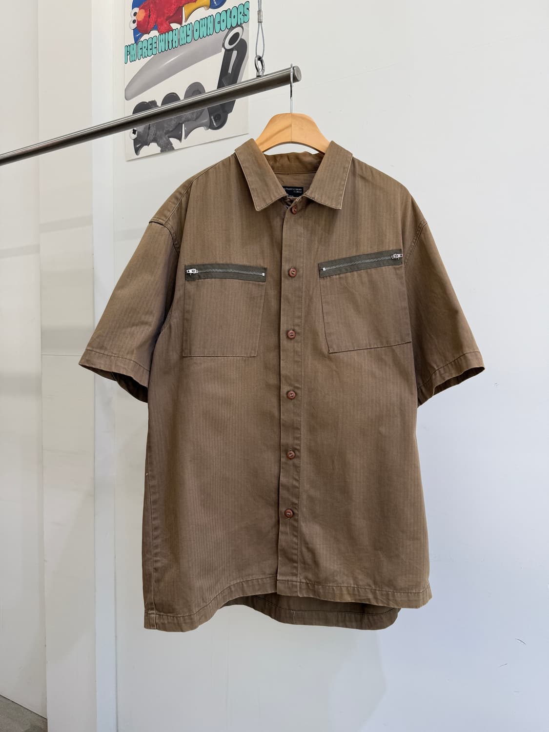 STUSSY 헤링본 코튼 반팔 셔츠 자켓  상품이미지1