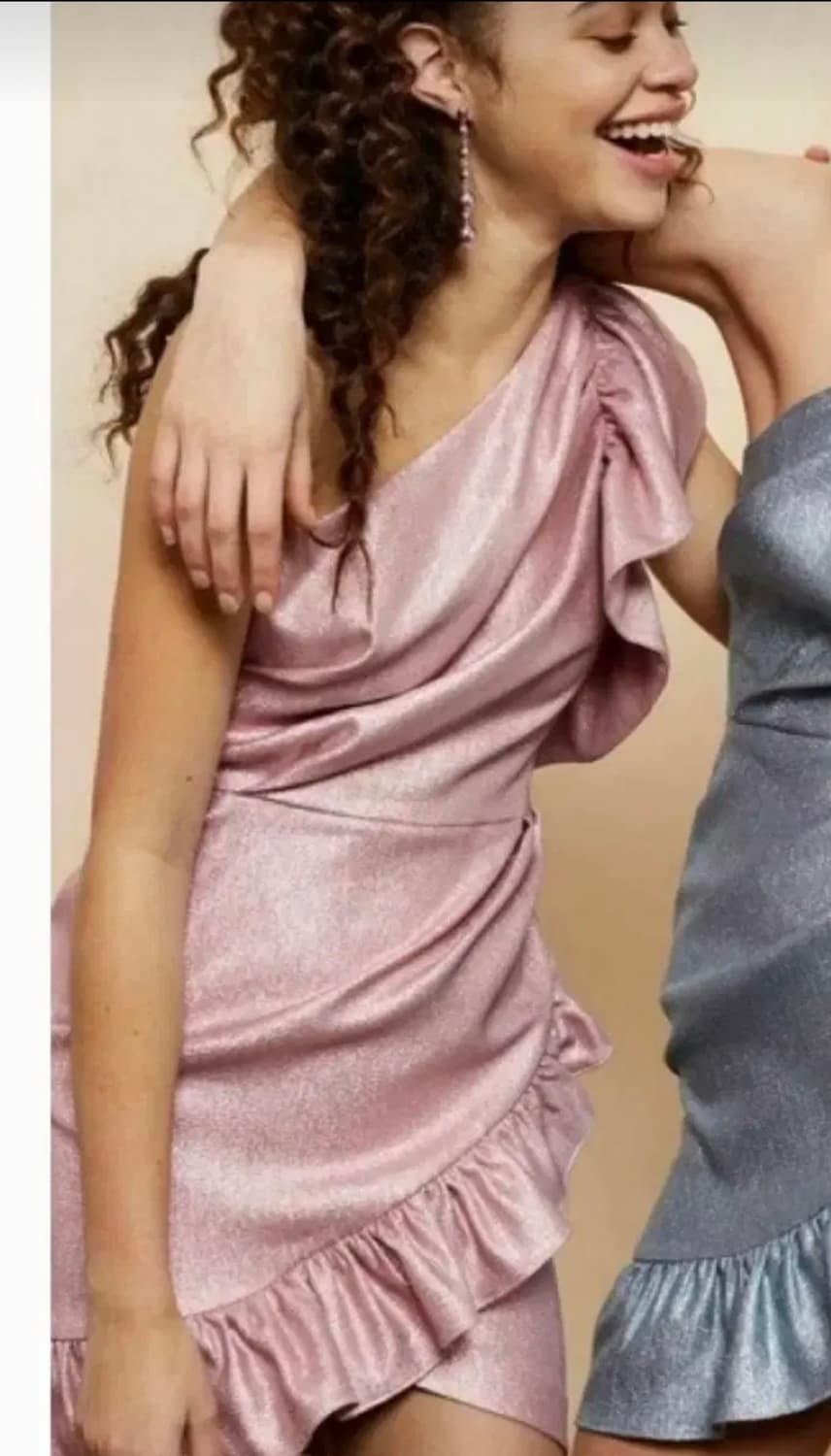 슈슈통 느낌 영국 탑샵 캔디 핑크 원숄더 원피스 상품이미지5