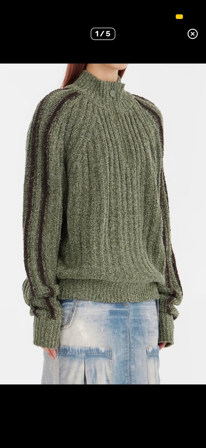 오픈와이와이 하프 집업 니트 카키 상품이미지2