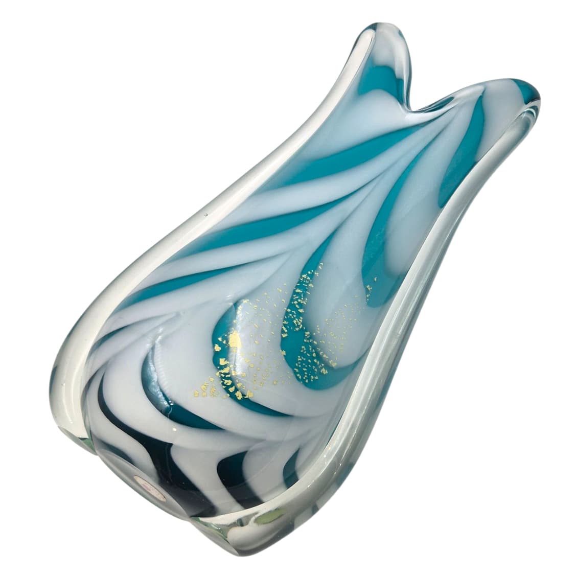 70s 카메이 핸드블로운 아쿠아 돌고래 대형 화병 상품이미지4