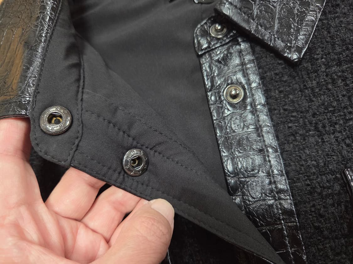 니쁜스(NIBBUNS) 벨벳트위드 레더배색 원피스 55-66 새상품 상품이미지7