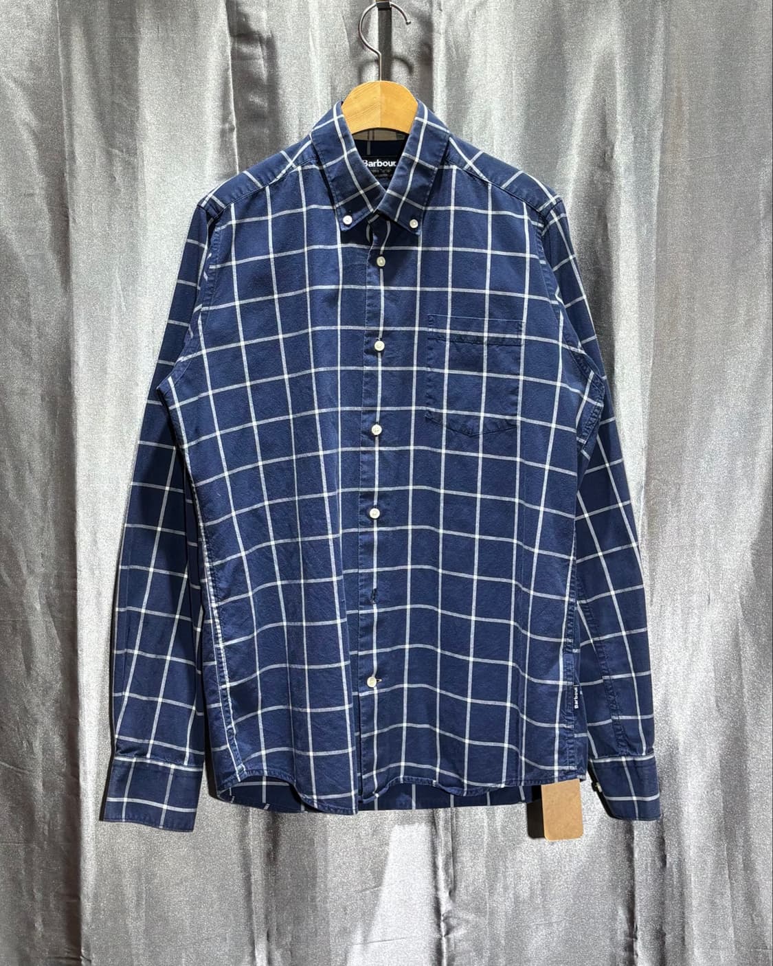 S Barbour 바버 네이비 원포켓 체크 셔츠 상품이미지2