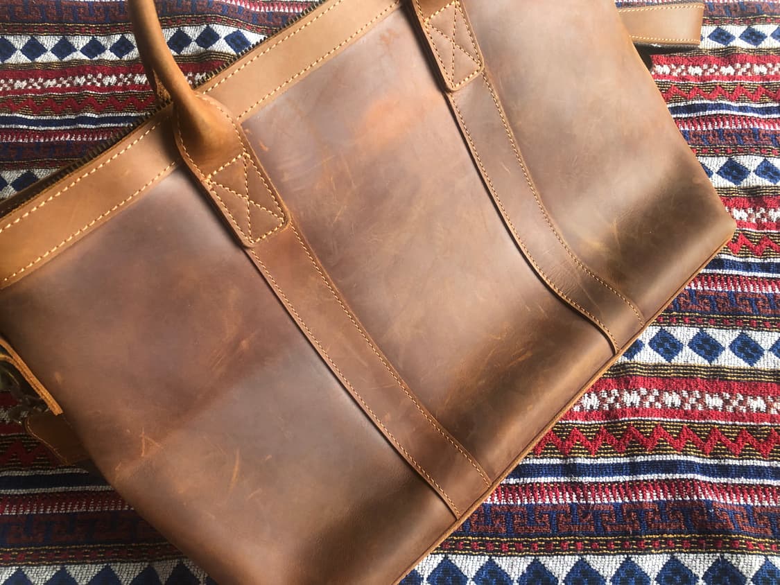 빈티지 브라운 레더 토트백 미사용 상품이미지6