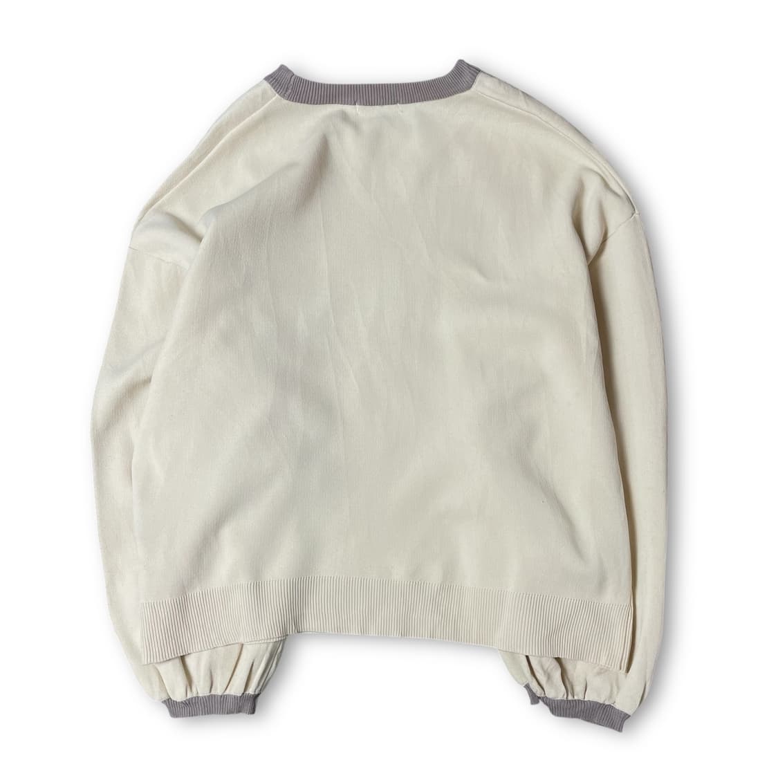 JPN 크림 투톤 라운드넥 긴팔 니트 M 상품이미지2