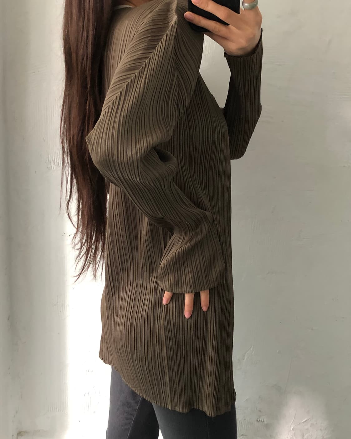 Pleats Please 플리츠플리즈 브라운 컬러 플리츠 오픈 가디건 상품이미지4
