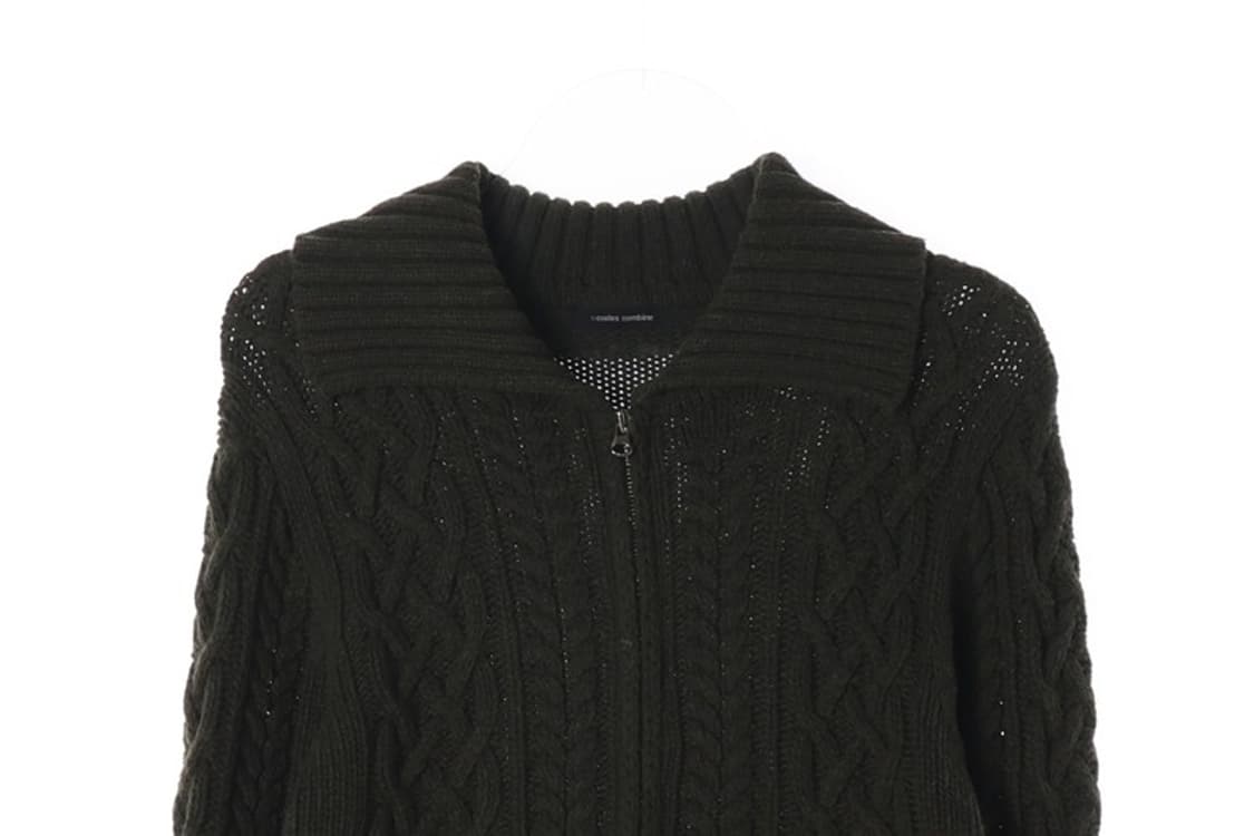 코데즈컴바인 딥그린 꽈배기 투웨이 니트 집업 F 상품이미지3