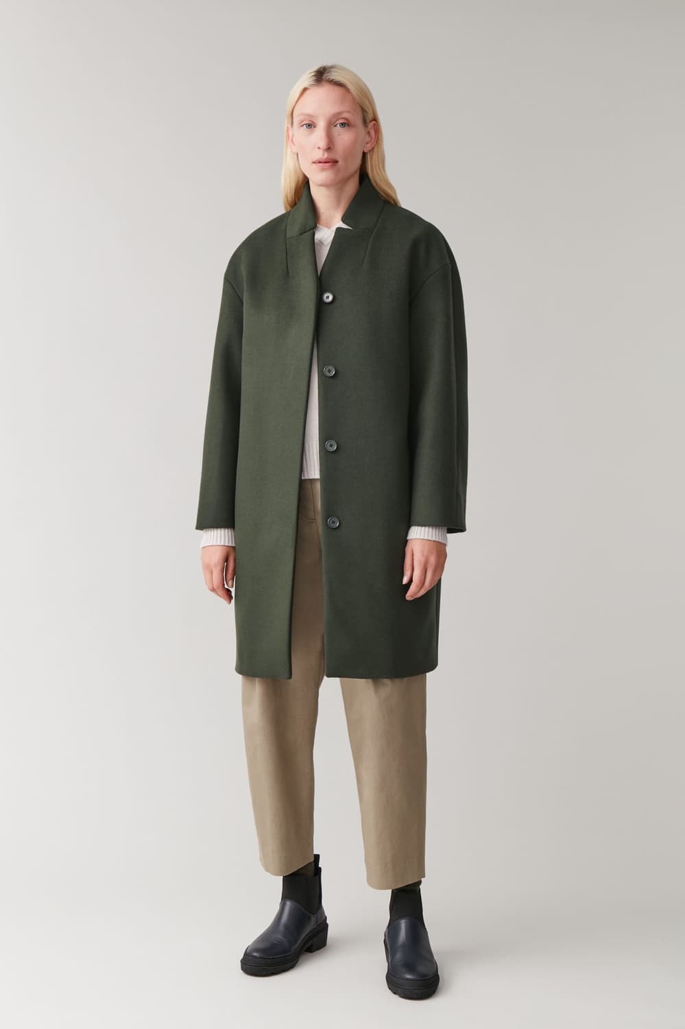 코스 넥리스 그린 울 코트 상품이미지1