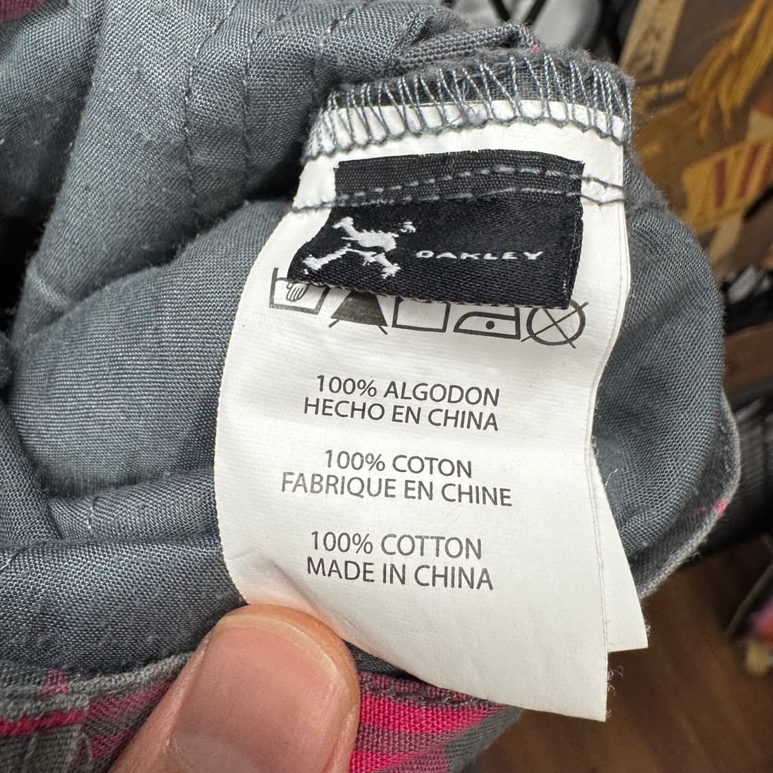 오클리 재팬 체크 코튼 슬랙스 팬츠 스트레이트 핏 그레이 핑크 상품이미지7