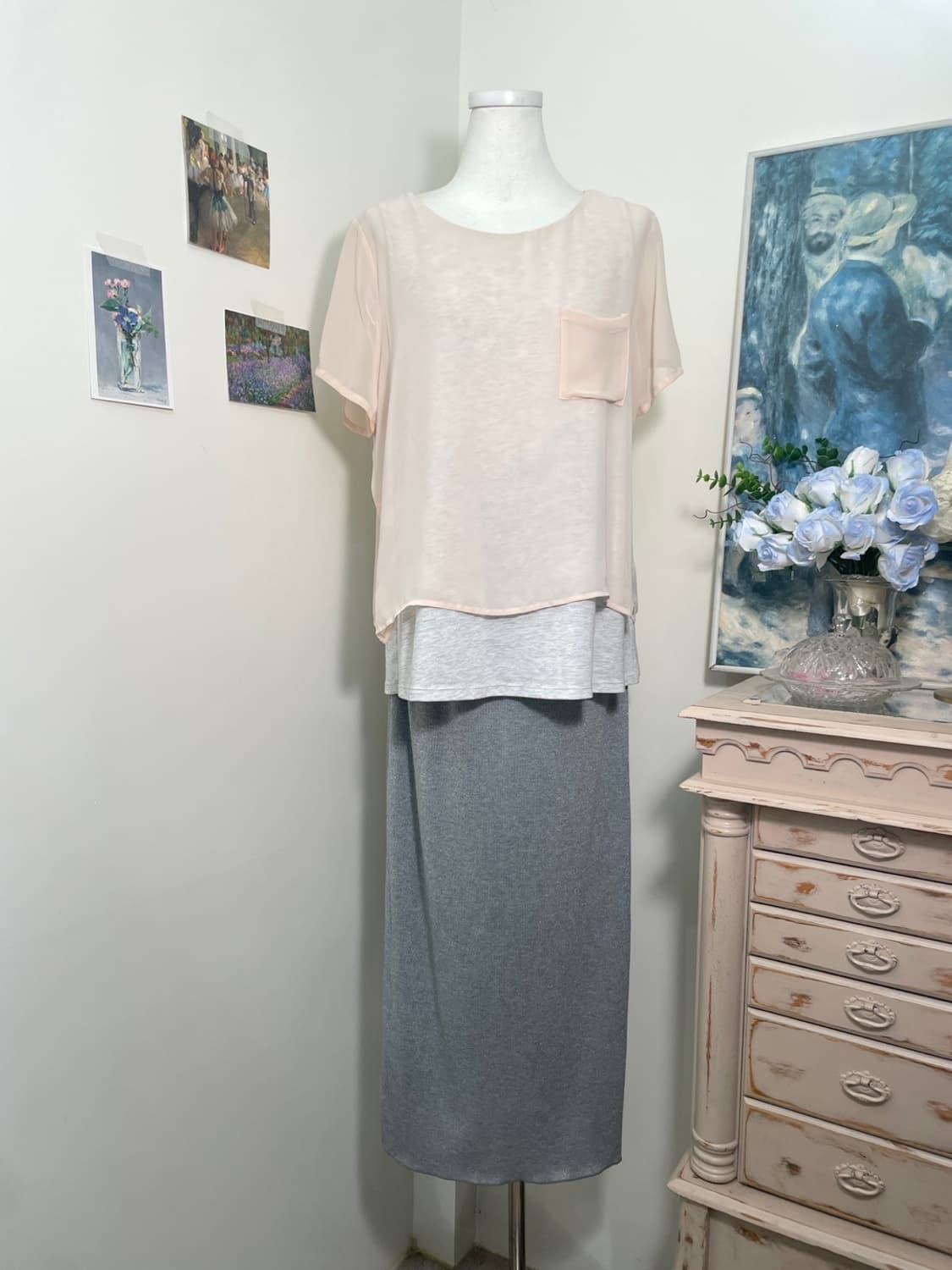 sheer pink cotton inner summer top 상품이미지2
