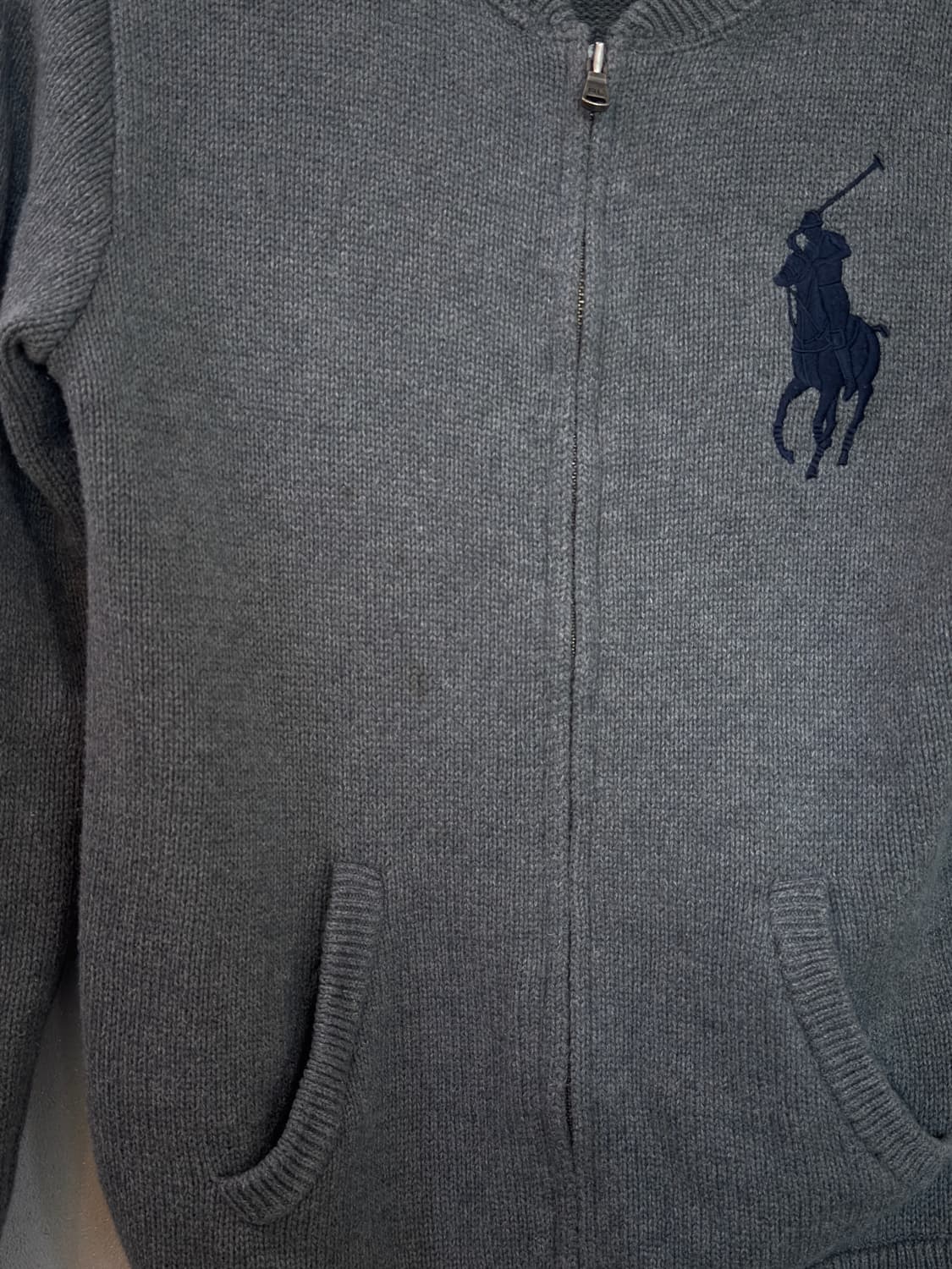 [L] 폴로 랄프로렌 빅포니 니트 집업 딥그레이 상품이미지4