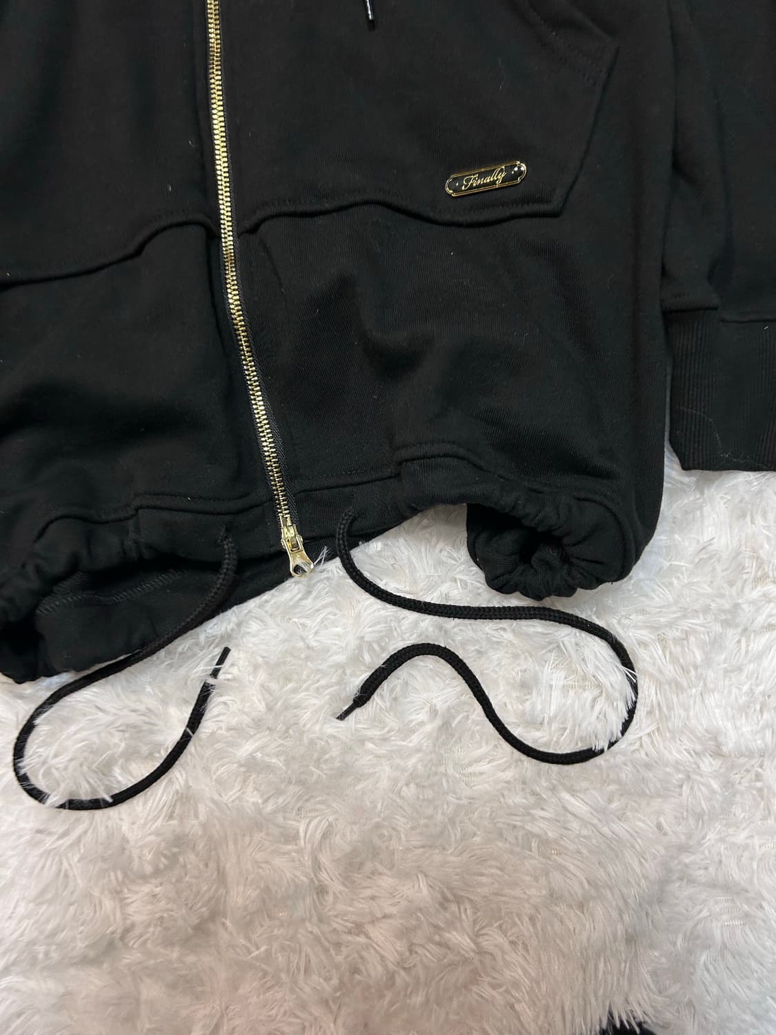 black fur gold two-way hood zip-up 상품이미지4