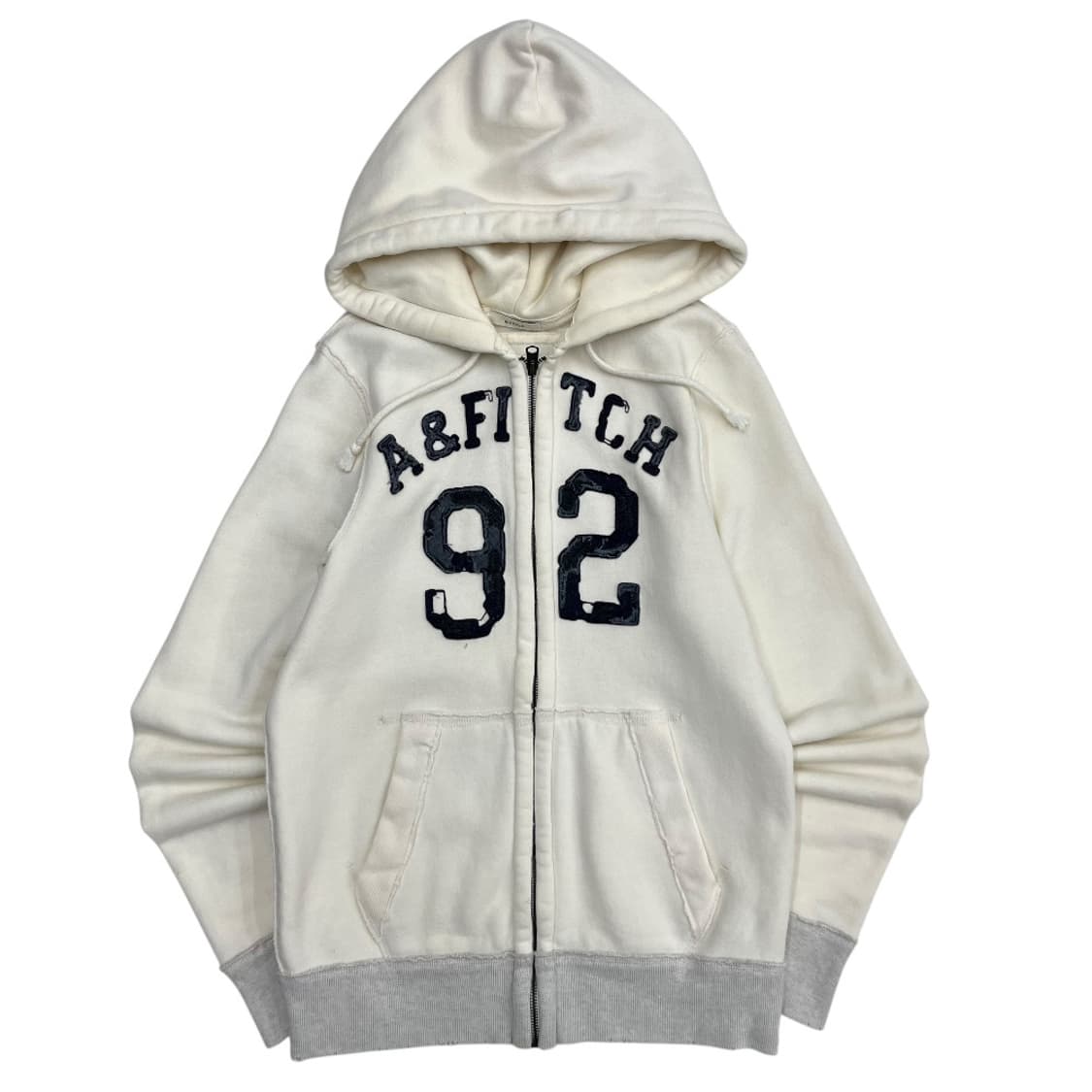 아베크롬비 네이비 센터로고 아이보리 후드집업 M 상품이미지2