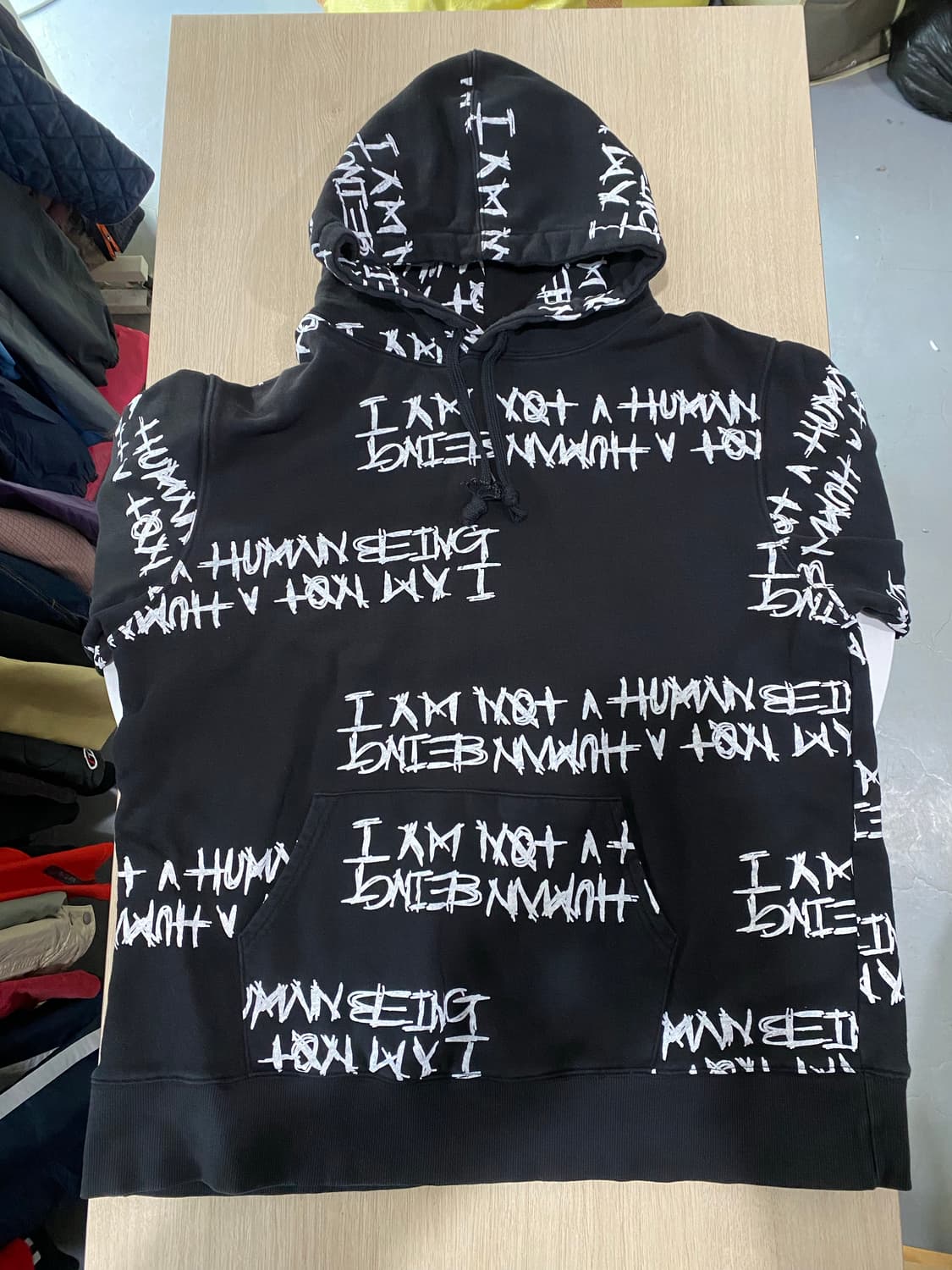 아임낫어휴먼비잉 레터링 후드티 XL 상품이미지3