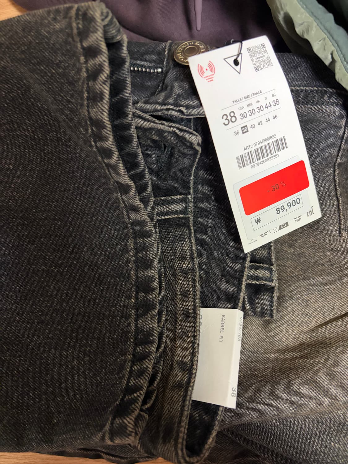 [새상품]자라 jeans barrrel fit 팬츠 38사이즈 상품이미지4