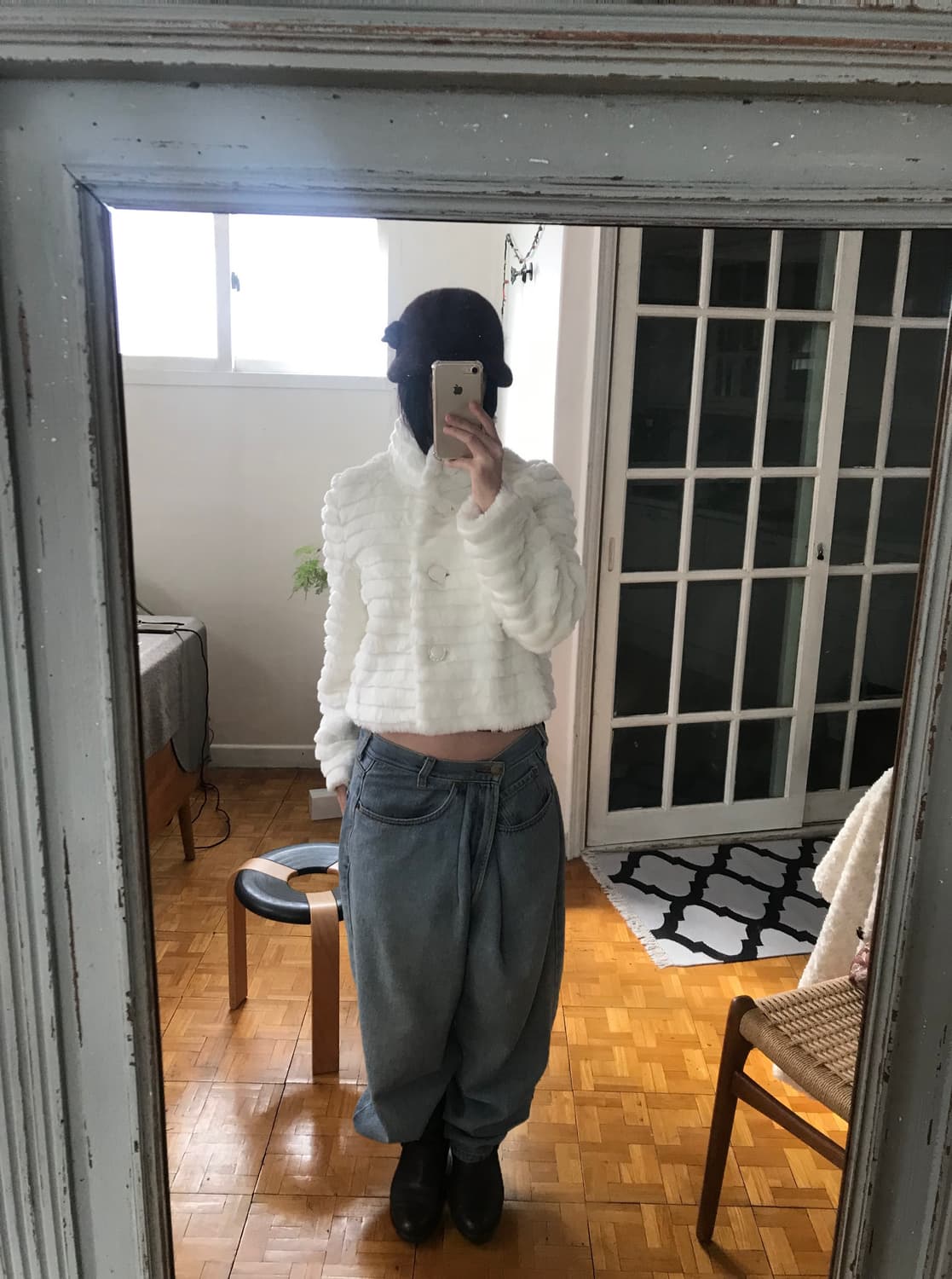 vintage white eco fur jacket 상품이미지1