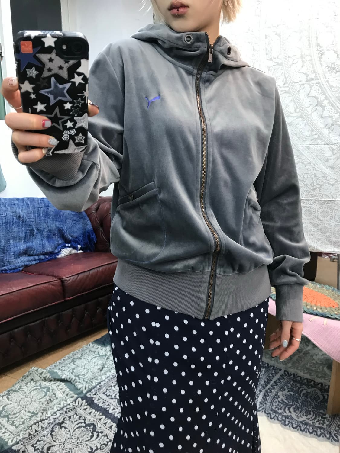 퓨마 여성 벨벳 후드집업  상품이미지2