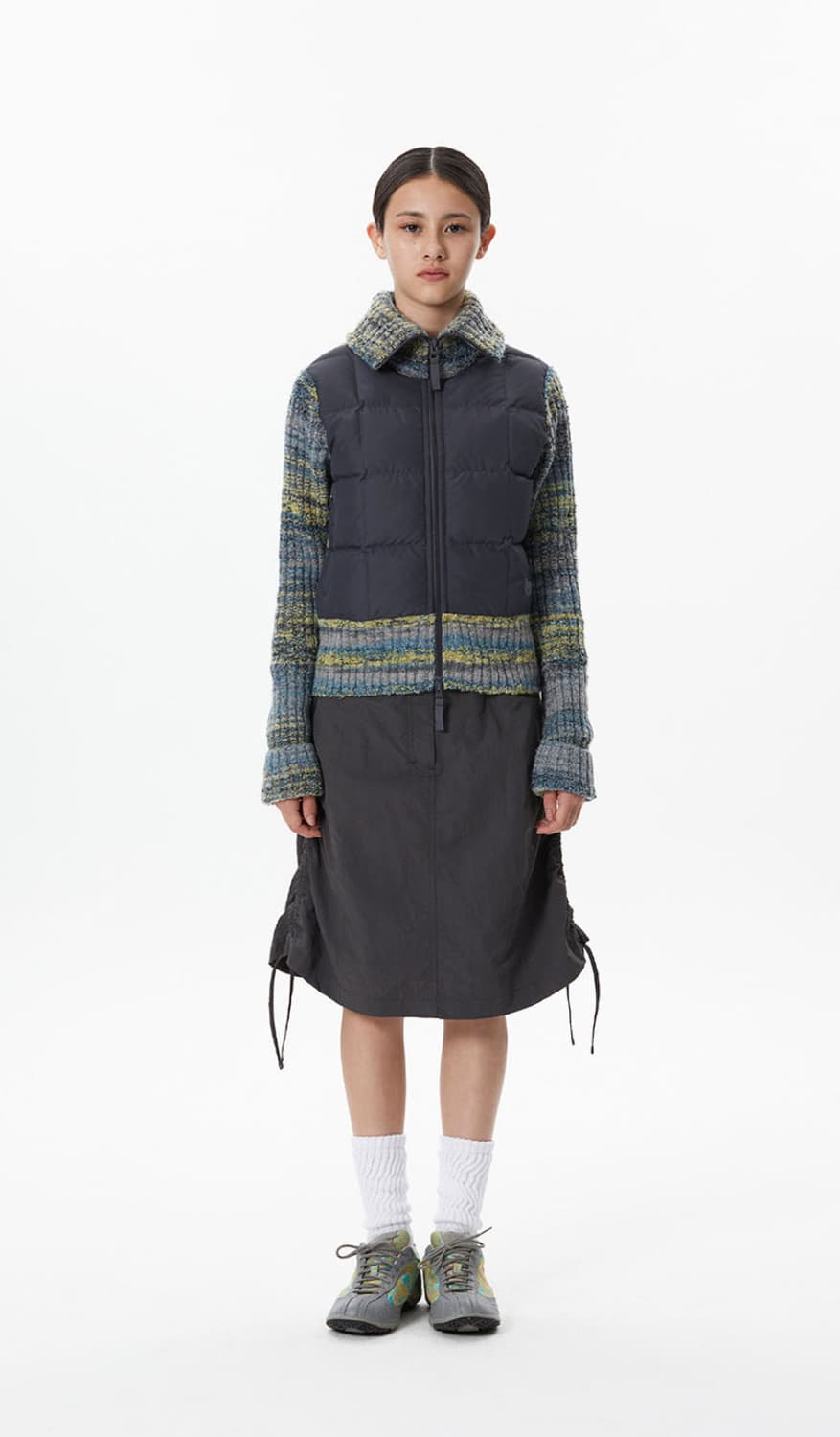 선러브 w 하트 하이브리드 다운 자켓 차콜 상품이미지3