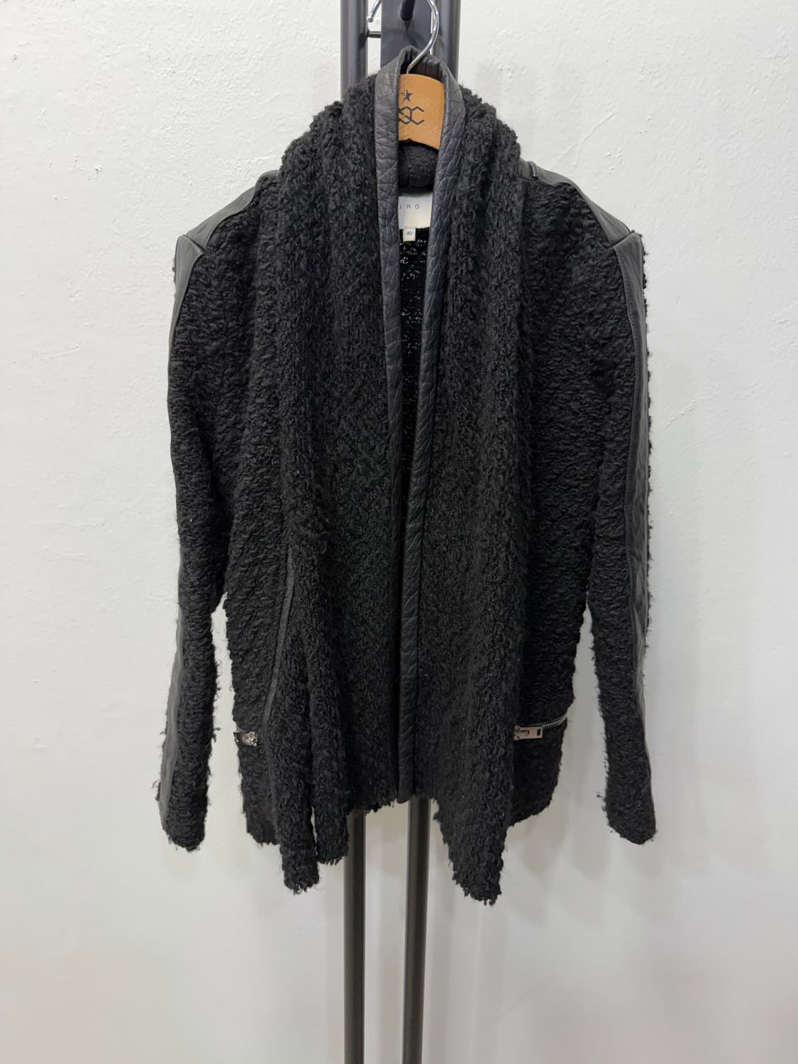 정품) IRO 이로 검정 가죽 니트 자켓 40 상품이미지1