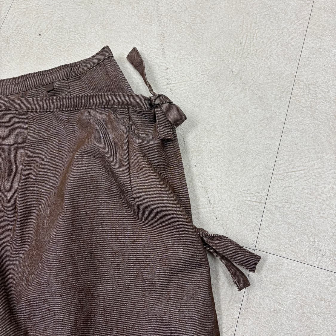 빈티지 브라운 데님 랩 스커트 상품이미지2