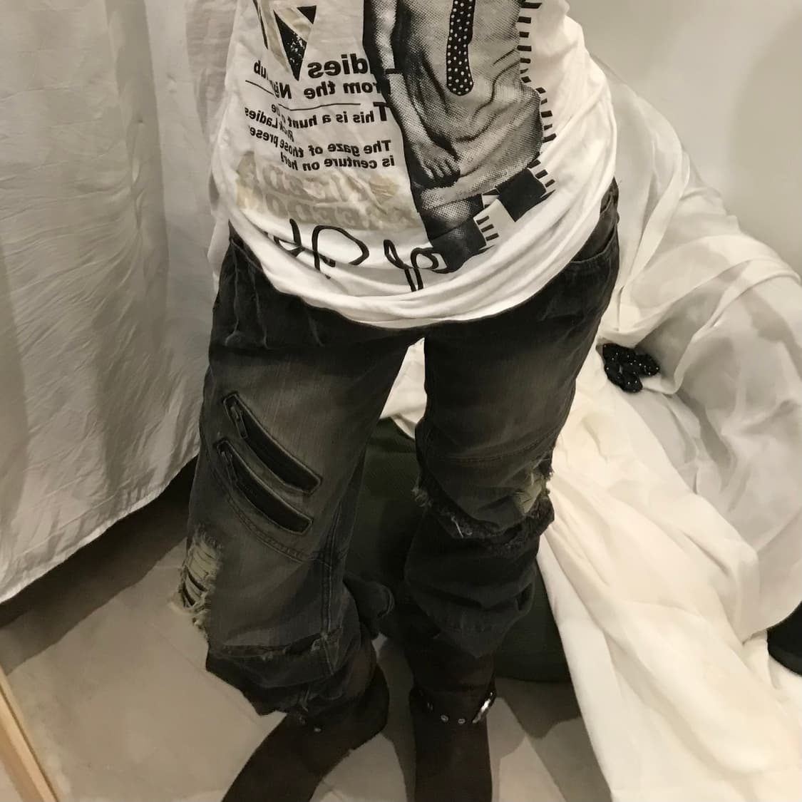 Black Baccara 블랙바카라 고스펑크 데미지 팬츠 상품이미지2