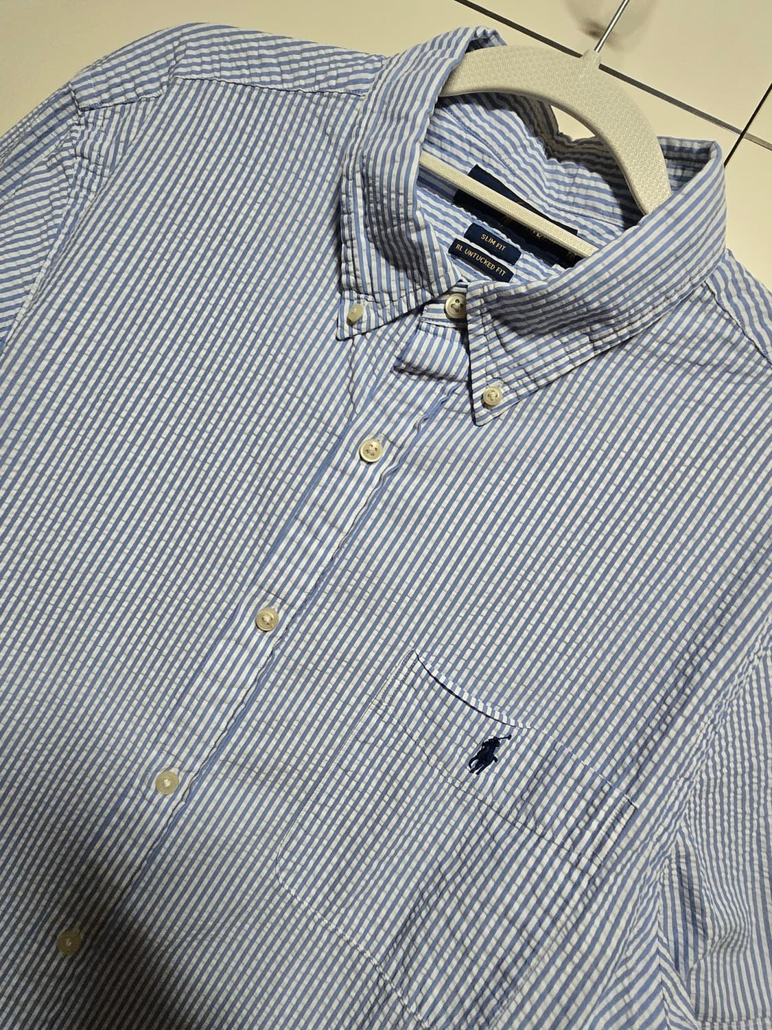 폴로 랄프로렌 정품 남성 스트라이프 시어서커 반팔 셔츠 상품이미지1