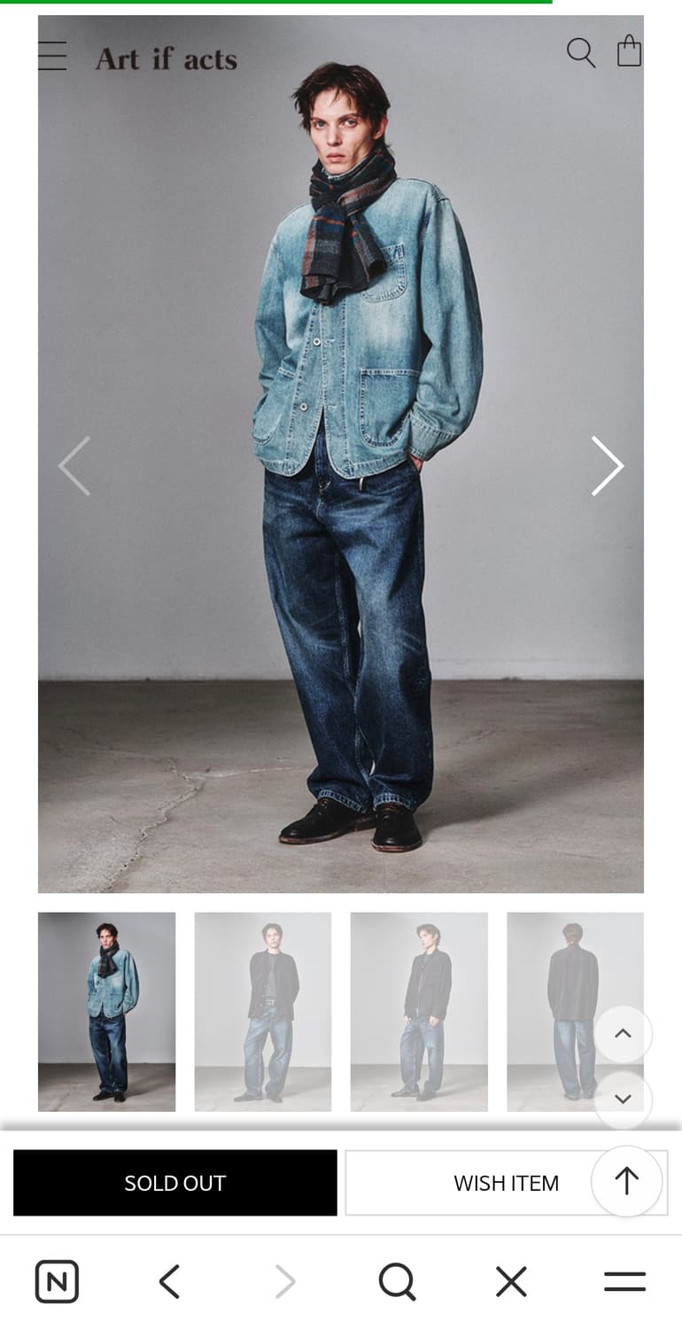 아트이프액츠 One Tuck Curve Denim Pants M 상품이미지1