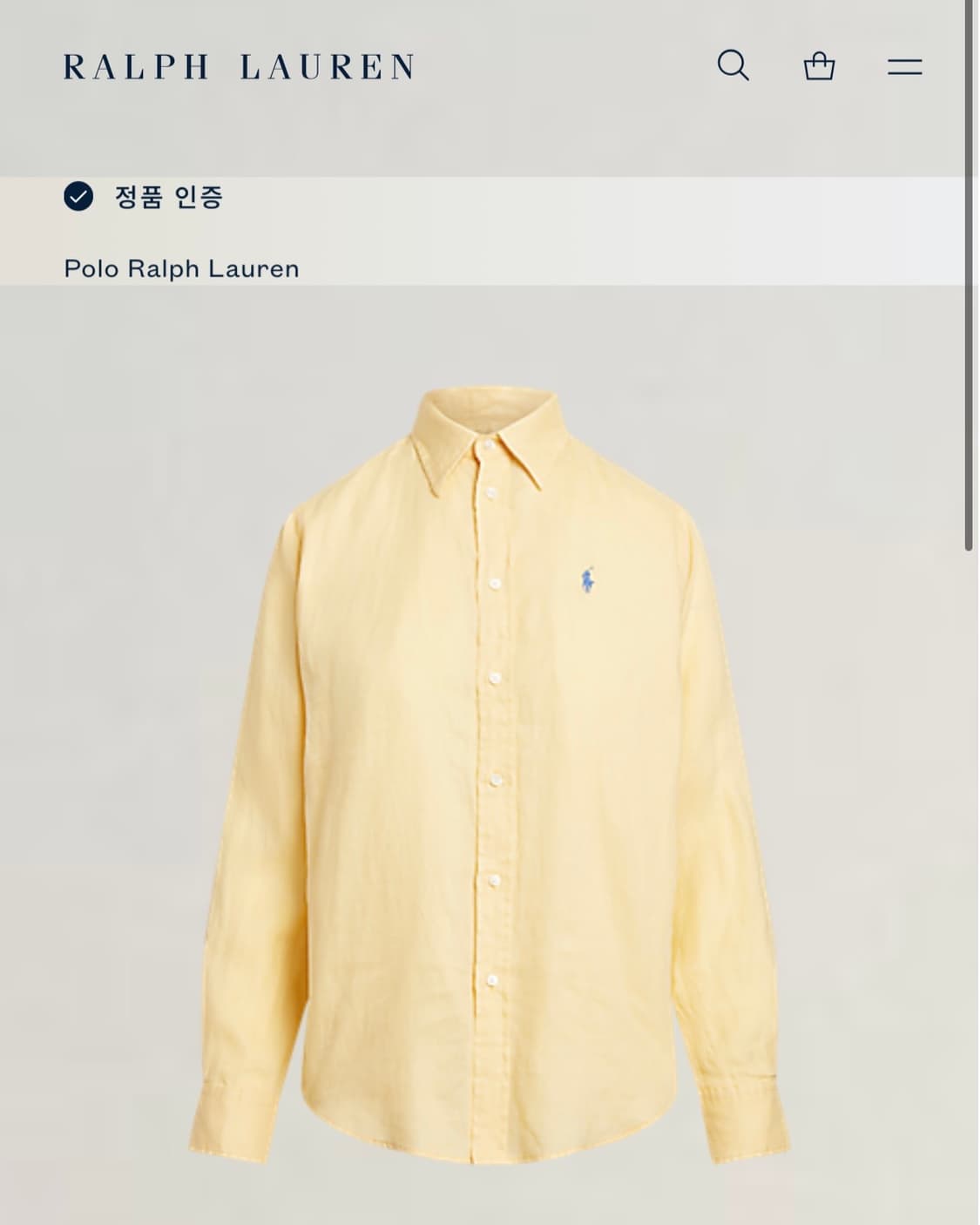 Polo 폴로 랄프로렌 QR신형 레몬컬러 린넨 셔츠 상품이미지4