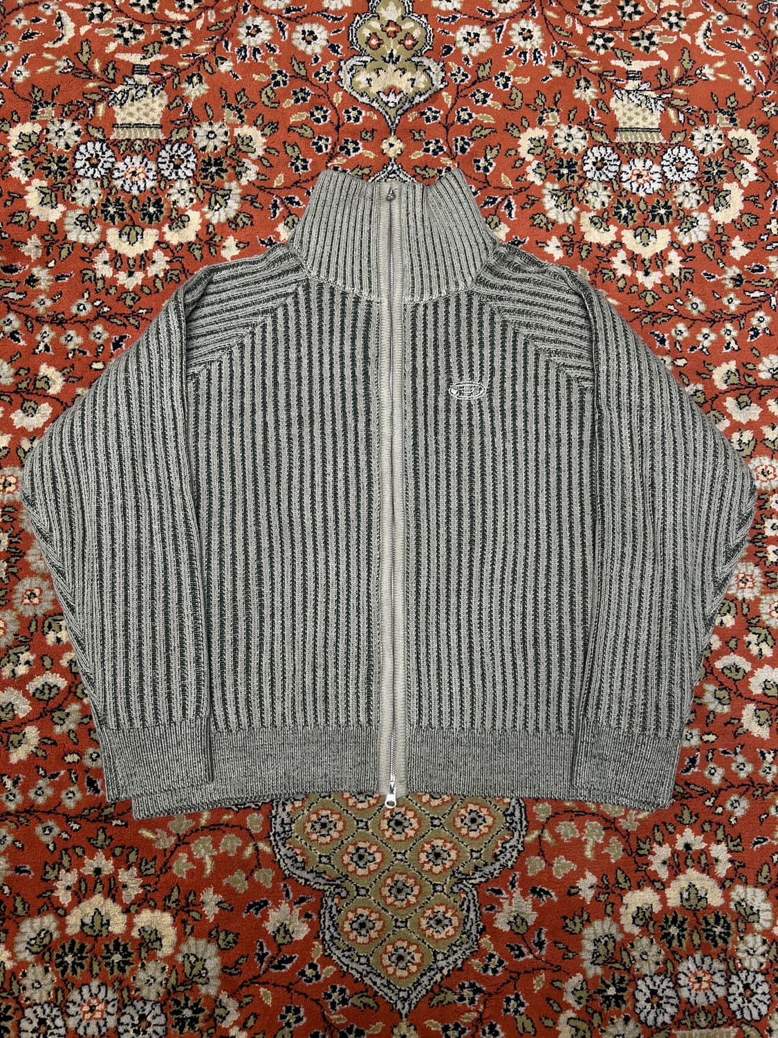 [ L ] 본챔스 니트 집업 카키 상품이미지1