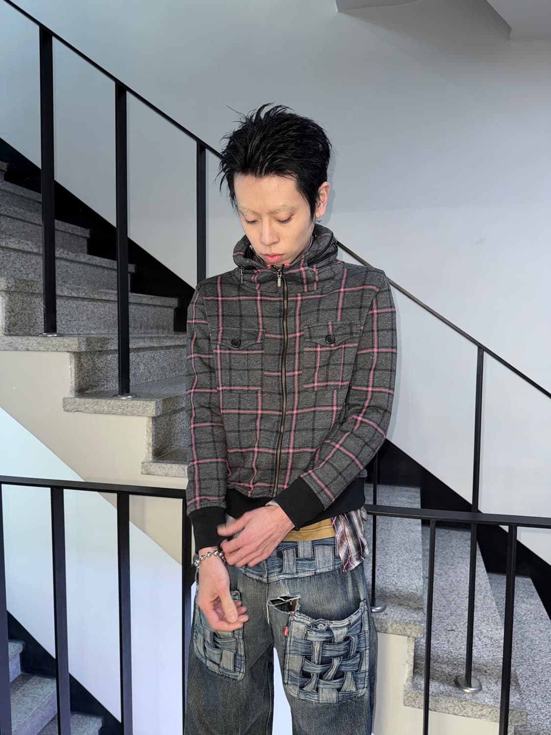 pink check zipup jacket 상품이미지2